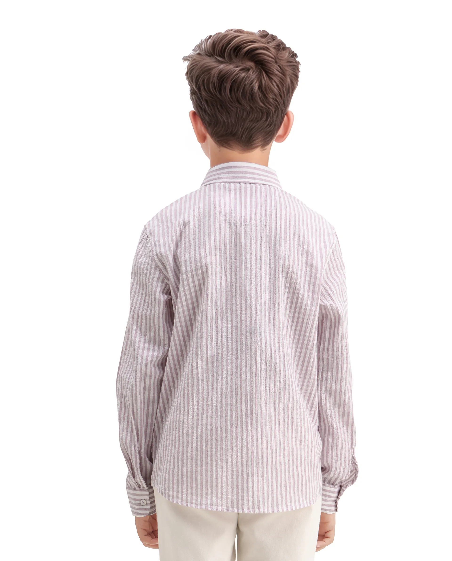 Rare Ones Kids Evie Dusky Pink Cotton Blend Striped Button Closure Regular Fit Shirt - Image 7