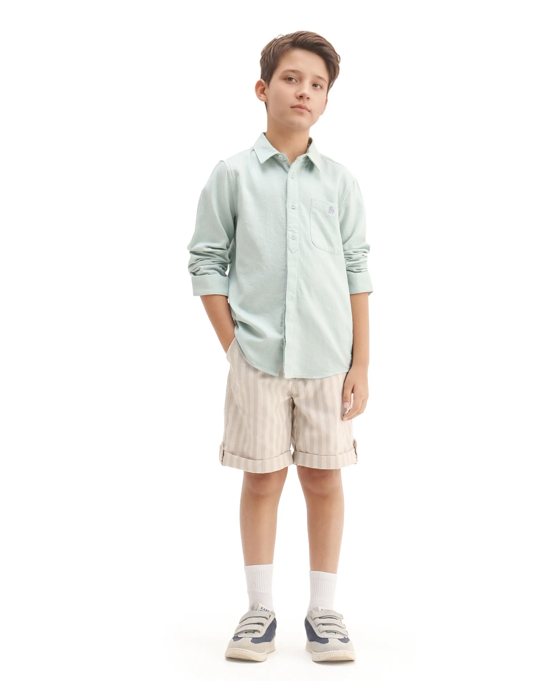 Rare Ones Kids Hart Blue Cotton Solid Button Closure Boxy Fit Shirt - Image 2