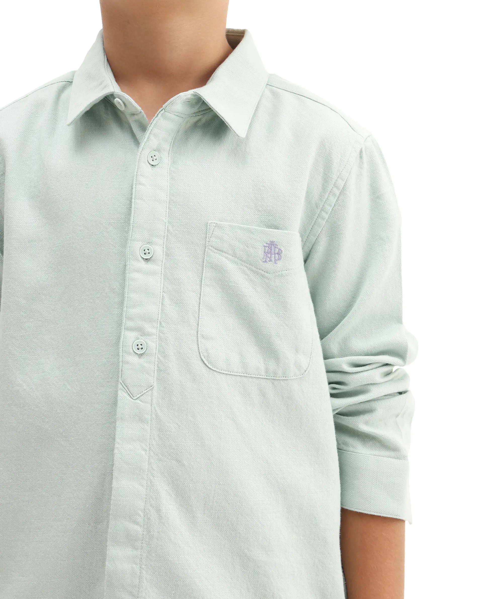 Rare Ones Kids Hart Blue Cotton Solid Button Closure Boxy Fit Shirt - Image 4
