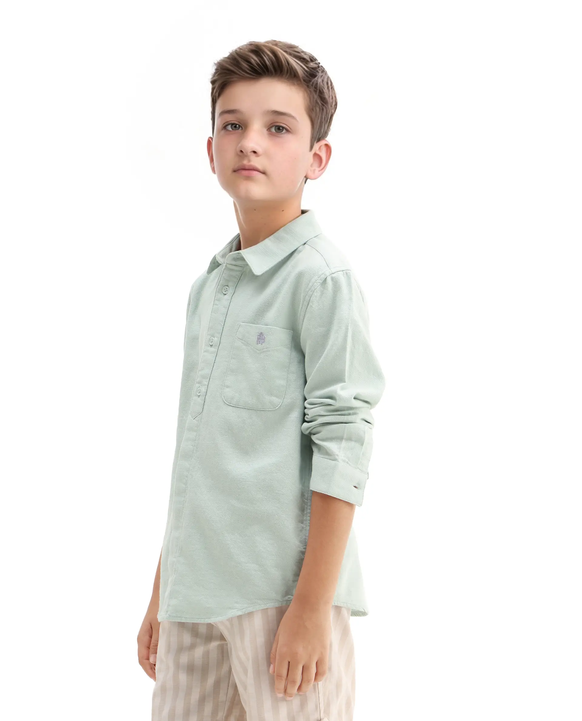 Rare Ones Kids Hart Blue Cotton Solid Button Closure Boxy Fit Shirt - Image 6