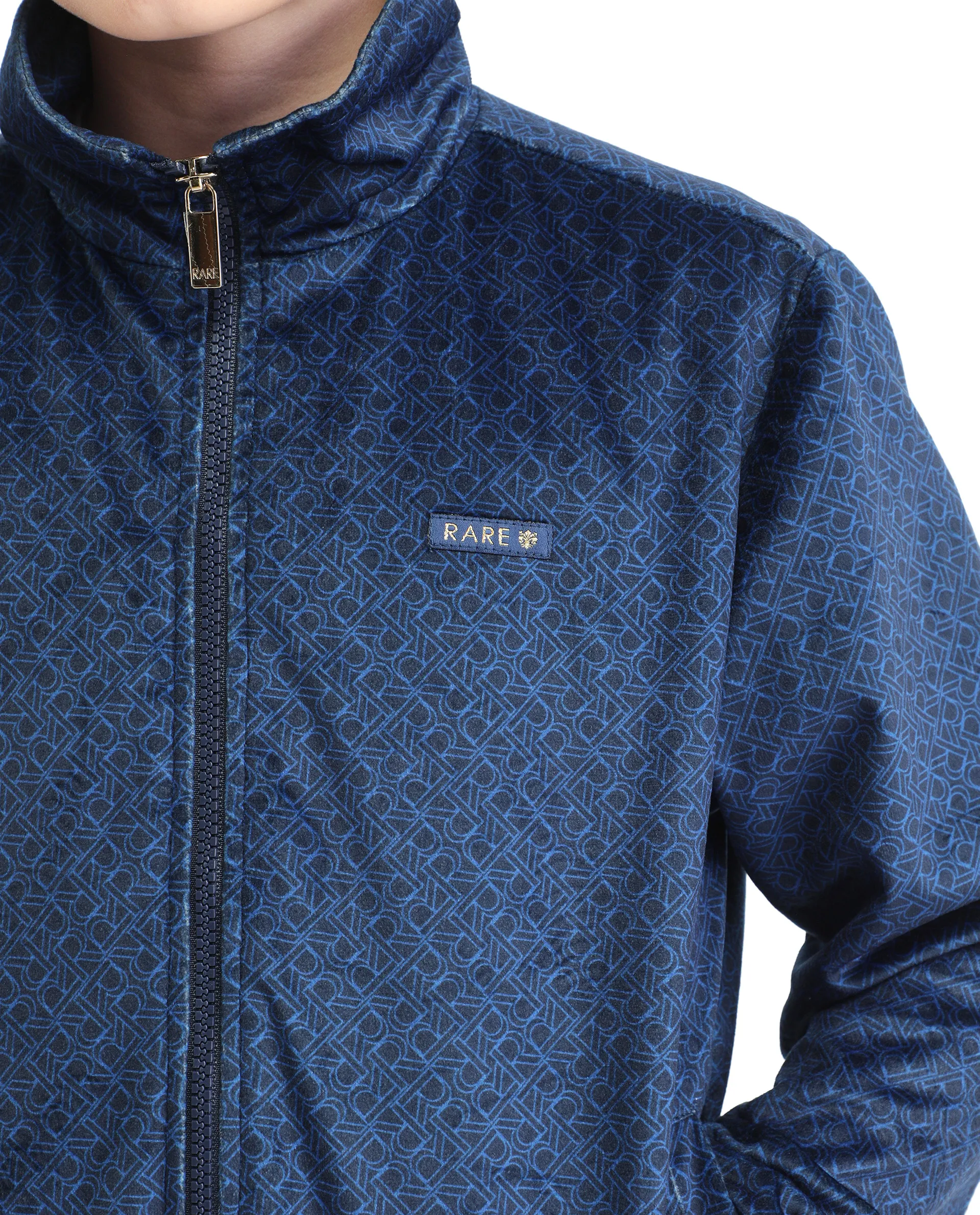 Rare Ones Kids Adi Dark Blue Polyester Zipper Closure Flat Collar Printed Full Sleeves Slim Fit Jacket - Image 4