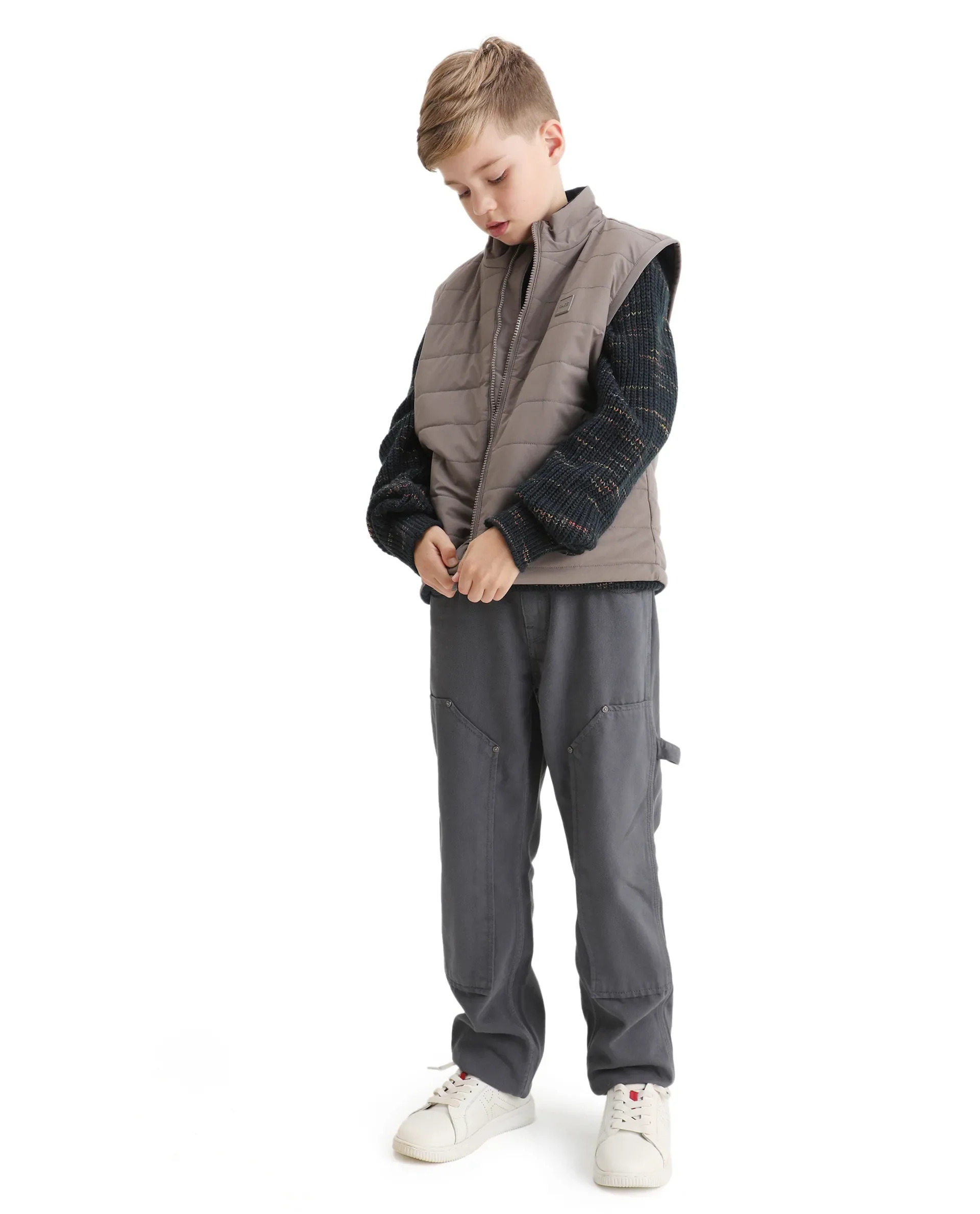 Rare Ones Kids Derry-K Metallic Grey Polyester Zipper Closure High Neck Plain Full Sleeves Regular Fit Jacket - Image 2