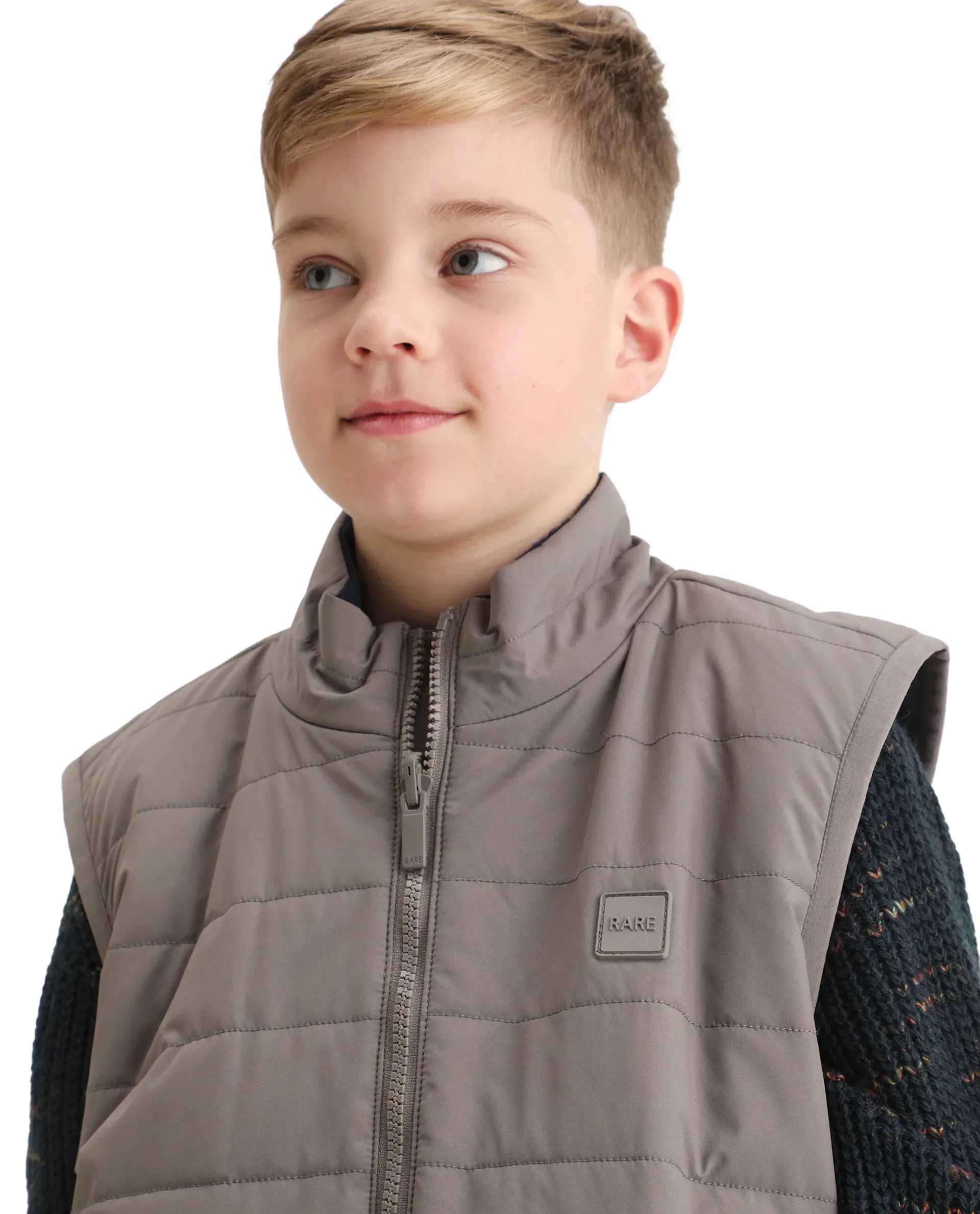 Rare Ones Kids Derry-K Metallic Grey Polyester Zipper Closure High Neck Plain Full Sleeves Regular Fit Jacket - Image 4