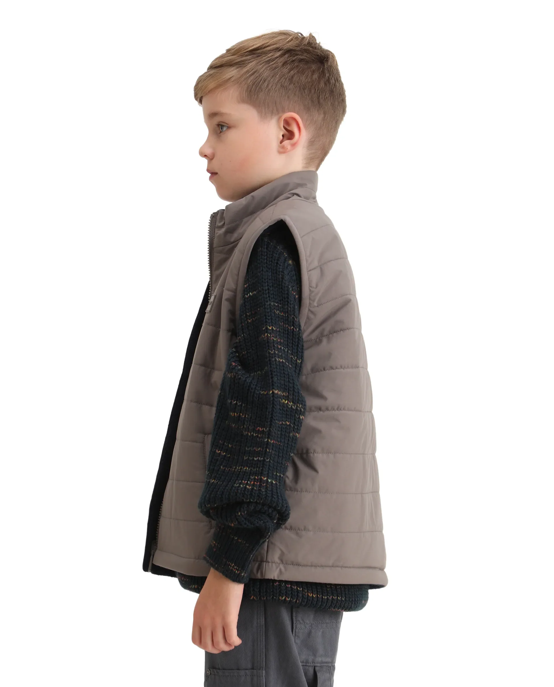 Rare Ones Kids Derry-K Metallic Grey Polyester Zipper Closure High Neck Plain Full Sleeves Regular Fit Jacket - Image 5