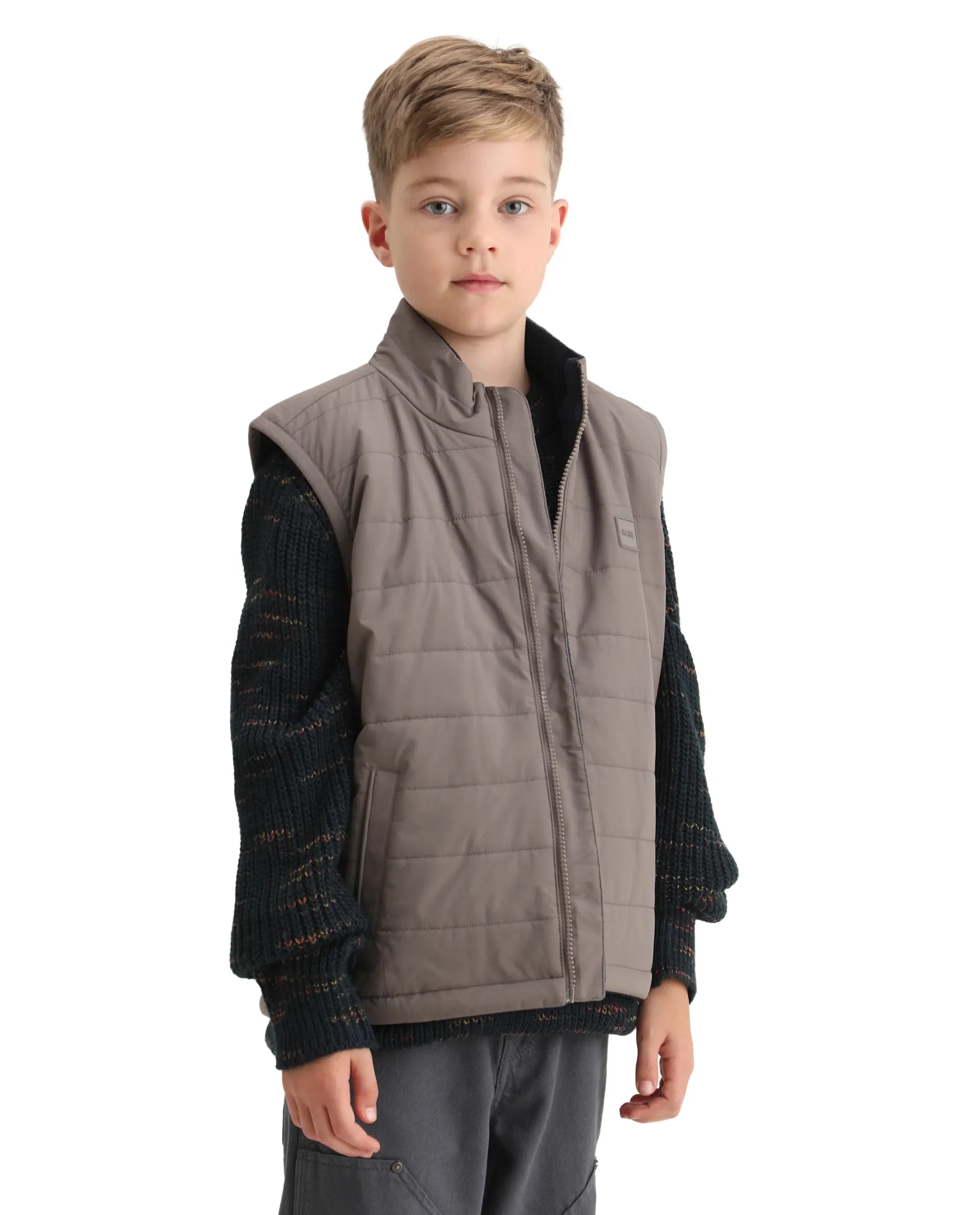 Rare Ones Kids Derry-K Metallic Grey Polyester Zipper Closure High Neck Plain Full Sleeves Regular Fit Jacket - Image 6