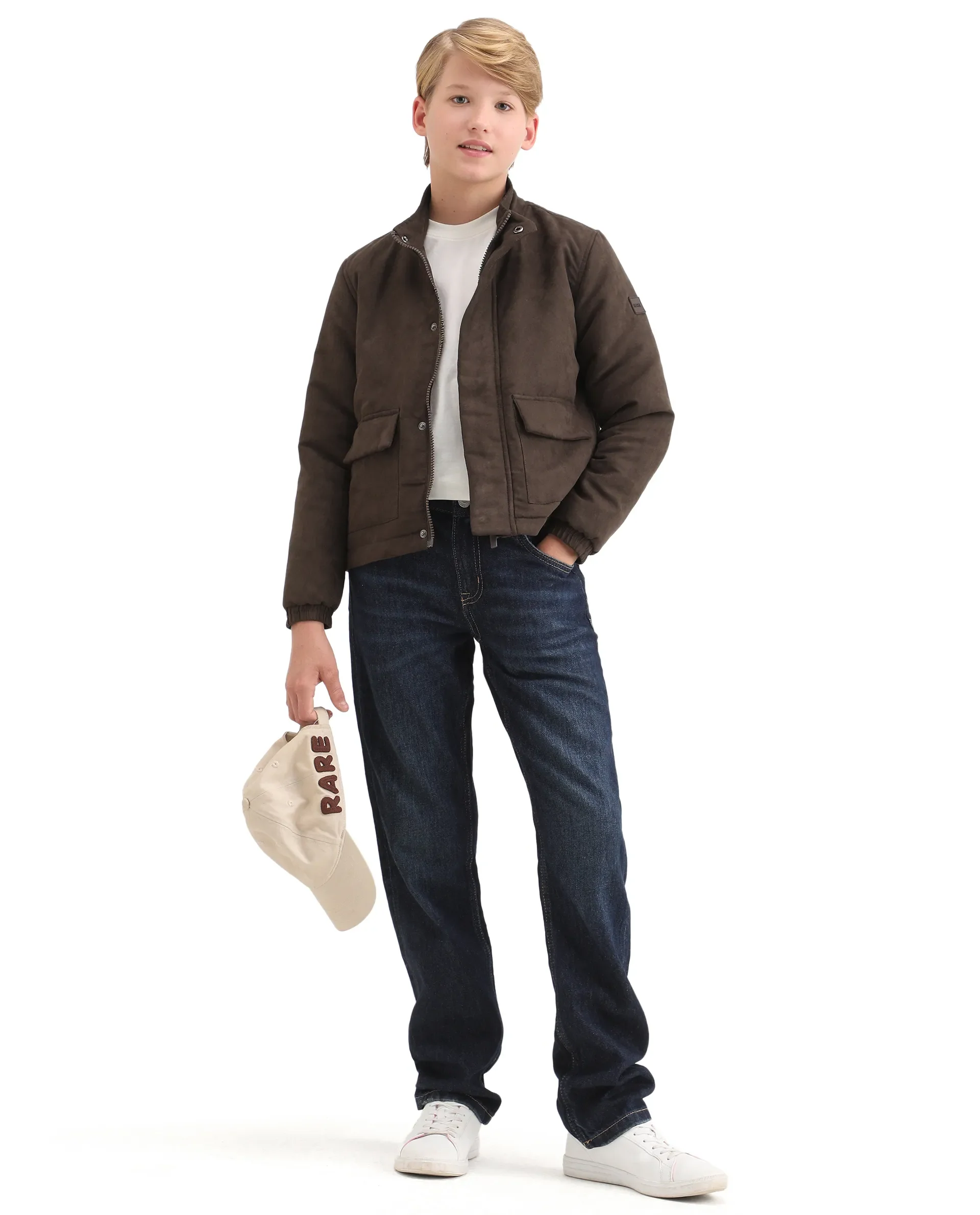 Rare Ones Kids Katpil-25 Brown Polyester Zipper Closure High Neck Plain Full Sleeves Regular Fit Jacket - Image 2