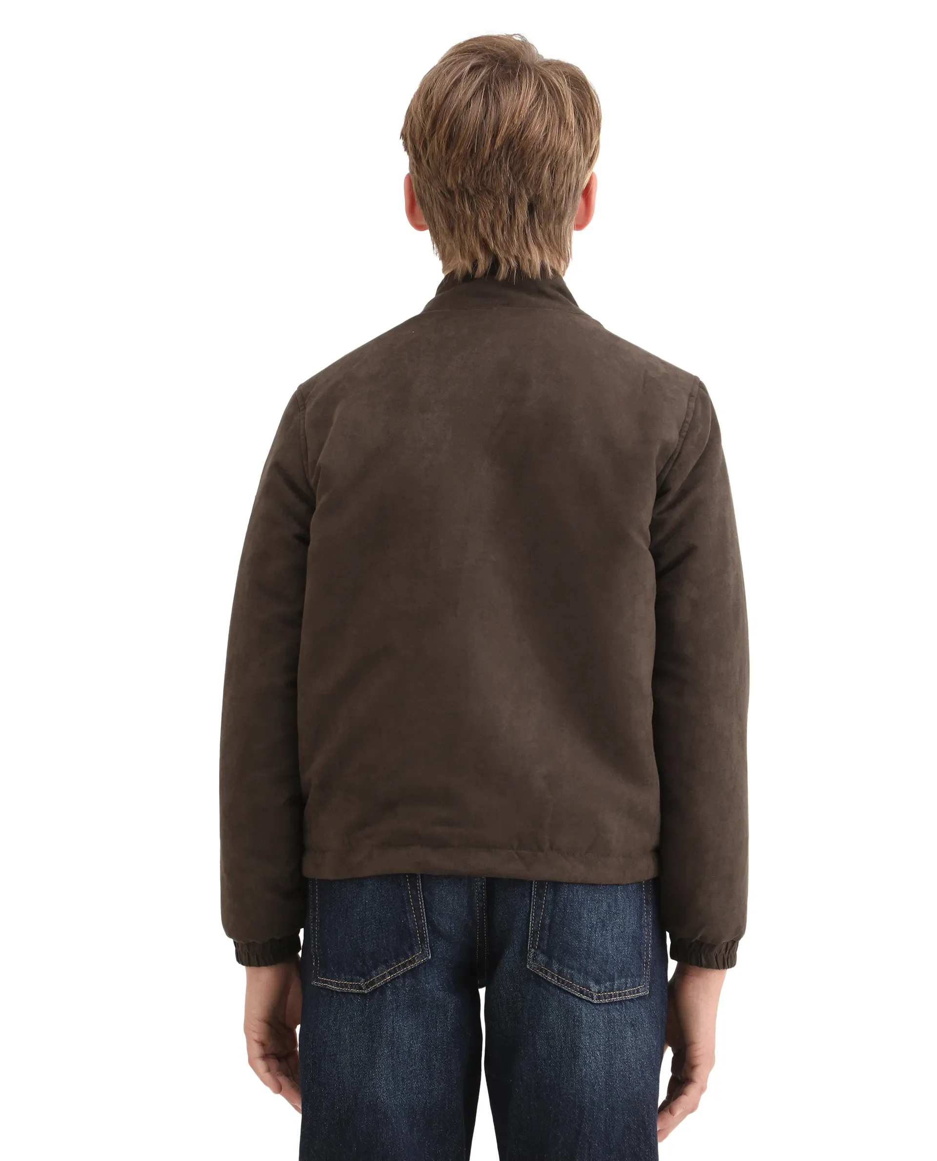Rare Ones Kids Katpil-25 Brown Polyester Zipper Closure High Neck Plain Full Sleeves Regular Fit Jacket - Image 8