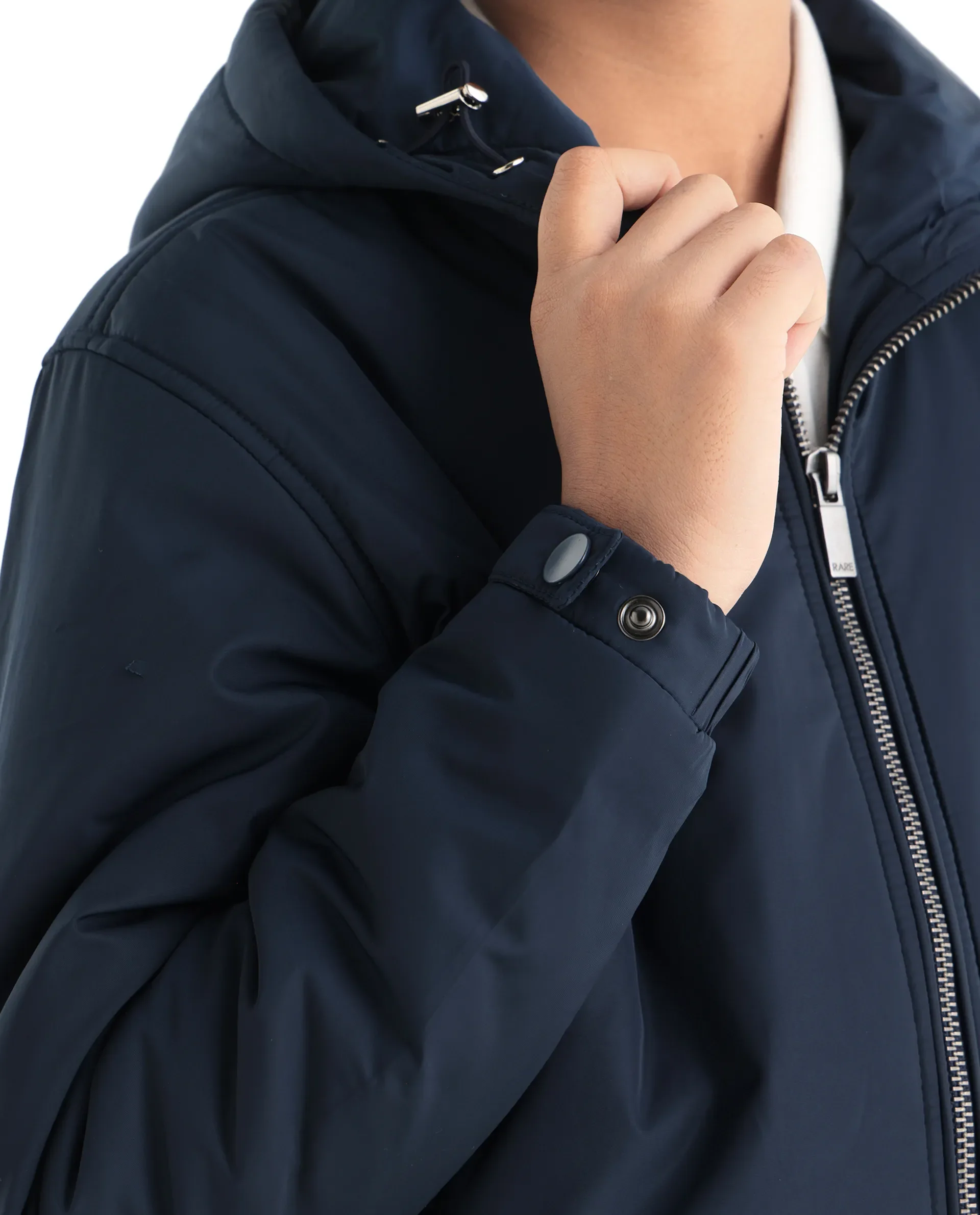 Rare Ones Kids Kost-K Navy Polyester Zipper Closure Hooded Plain Full Sleeves Regular Fit Jacket - Image 4