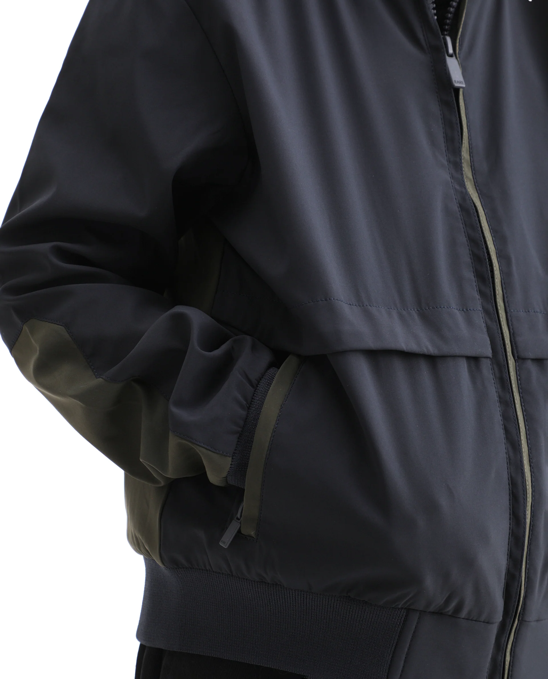 Rare Ones Kids Oza Navy Polyester Zipper Closure Ribbed Collar Plain Full Sleeves Regular Fit Jacket - Image 3