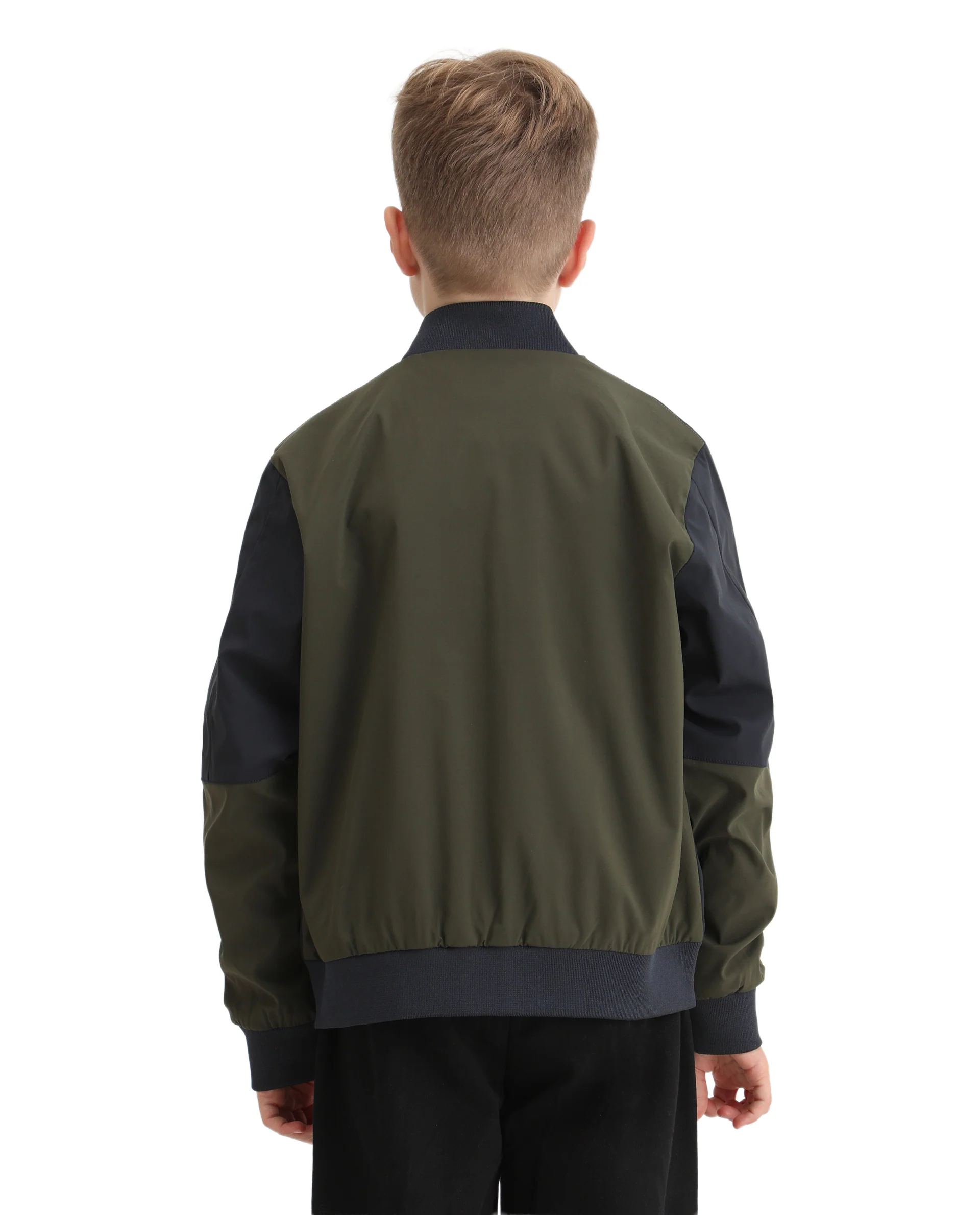 Rare Ones Kids Oza Navy Polyester Zipper Closure Ribbed Collar Plain Full Sleeves Regular Fit Jacket - Image 8