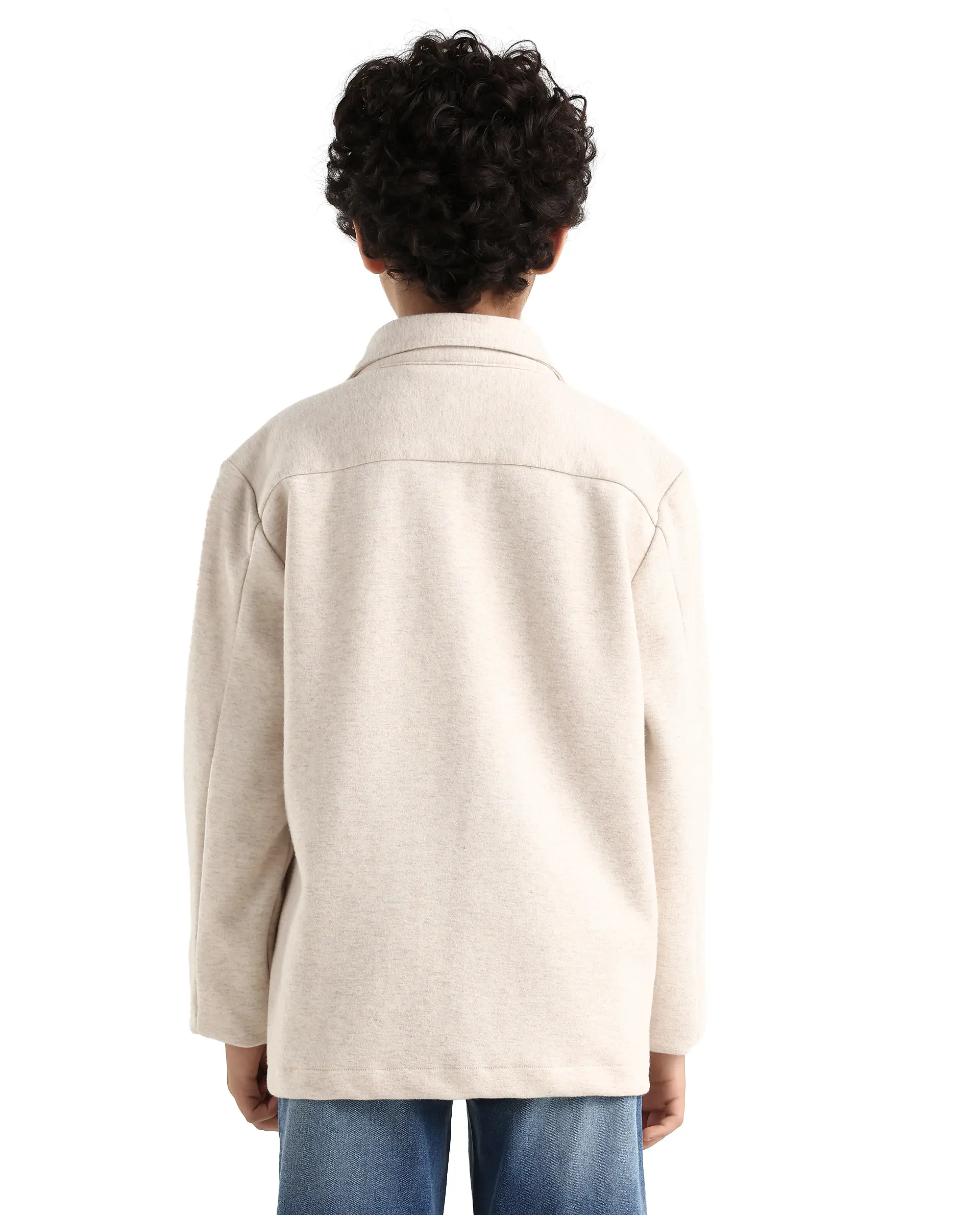 Rare Ones Kids Van-K Beige Cotton Blend Button Closure Flat Collar Plain Full Sleeves Regular Fit Jacket - Image 7