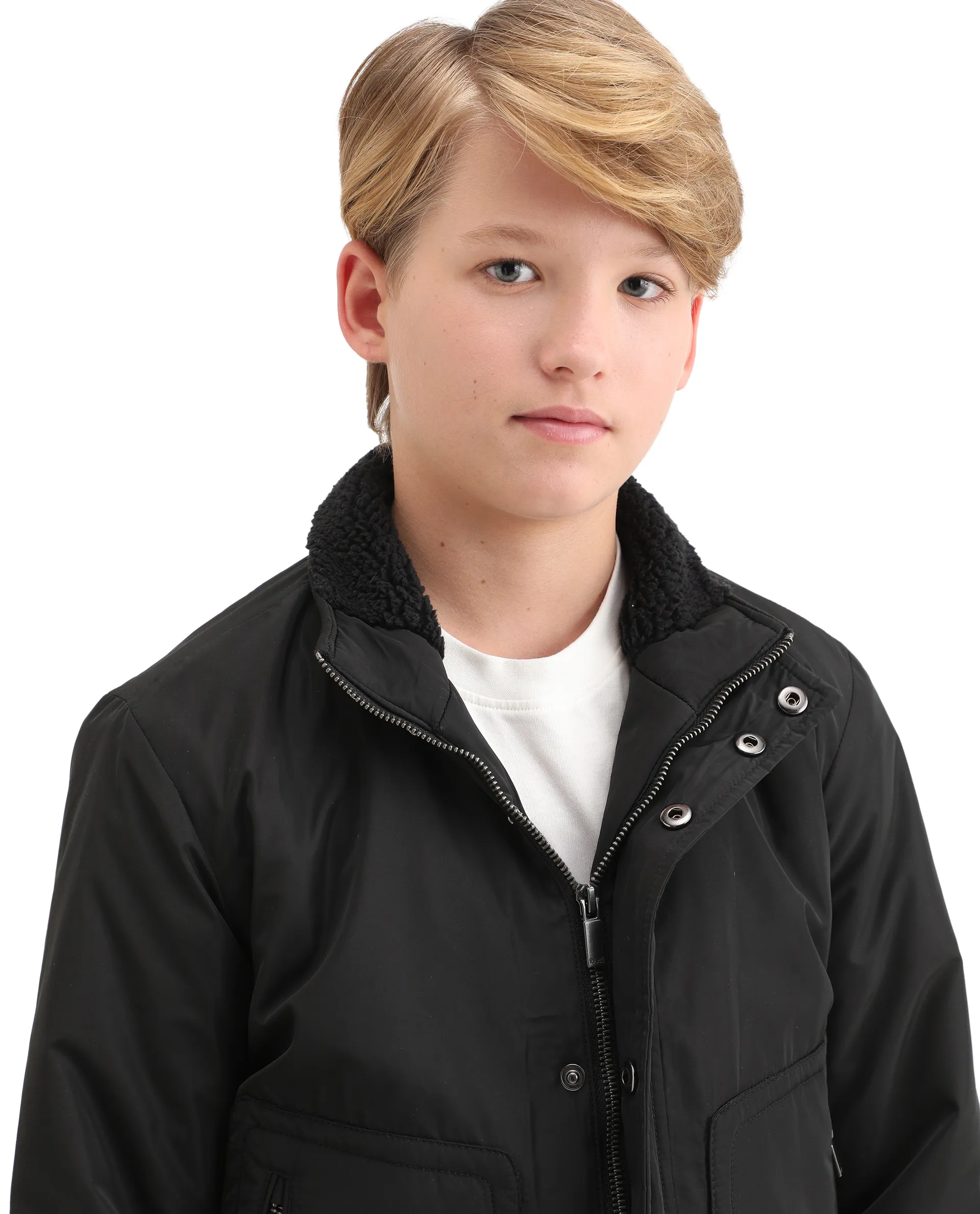 Rare Ones Kids Wick Black Polyester Zipper Closure High Neck Plain Full Sleeves Regular Fit Jacket - Image 4