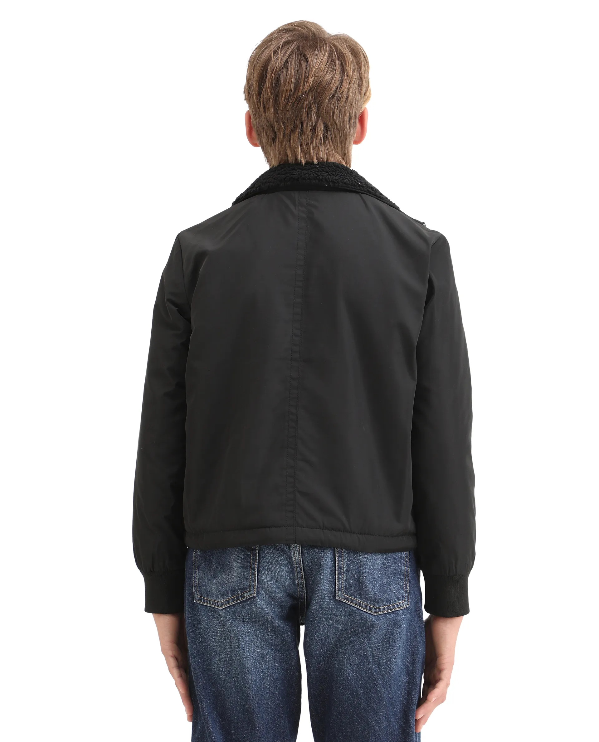 Rare Ones Kids Wick Black Polyester Zipper Closure High Neck Plain Full Sleeves Regular Fit Jacket - Image 8