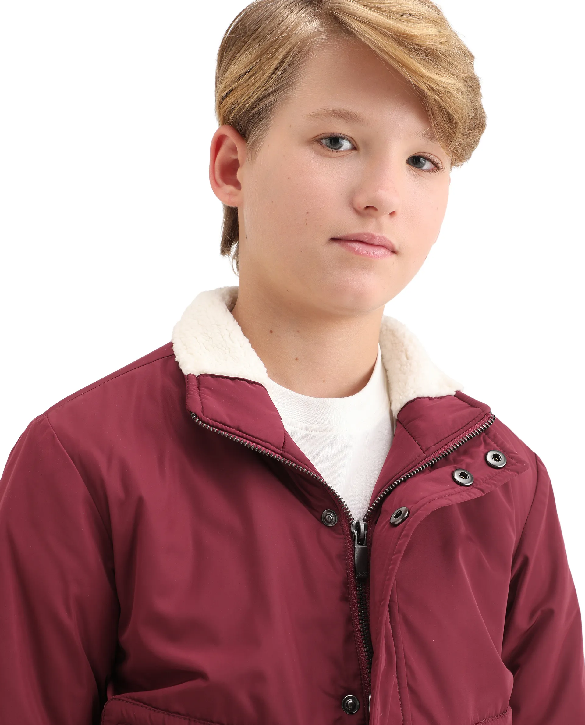 Rare Ones Kids Wick Maroon Polyester Zipper Closure High Neck Plain Full Sleeves Regular Fit Jacket - Image 5