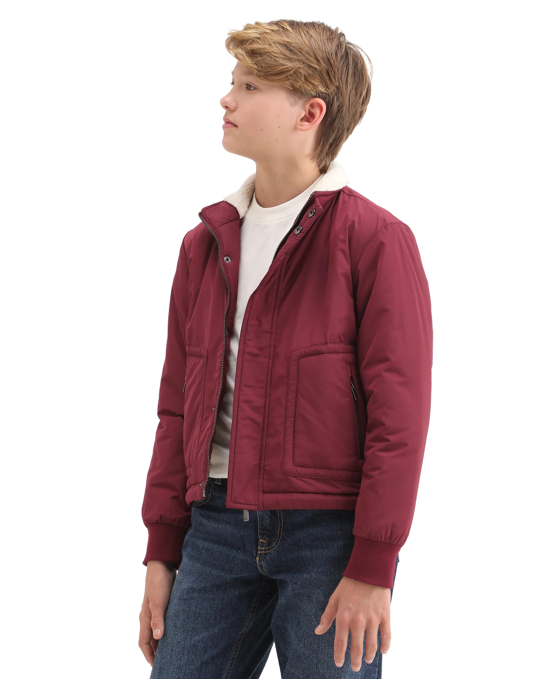 Rare Ones Kids Wick Maroon Polyester Zipper Closure High Neck Plain Full Sleeves Regular Fit Jacket - Image 7