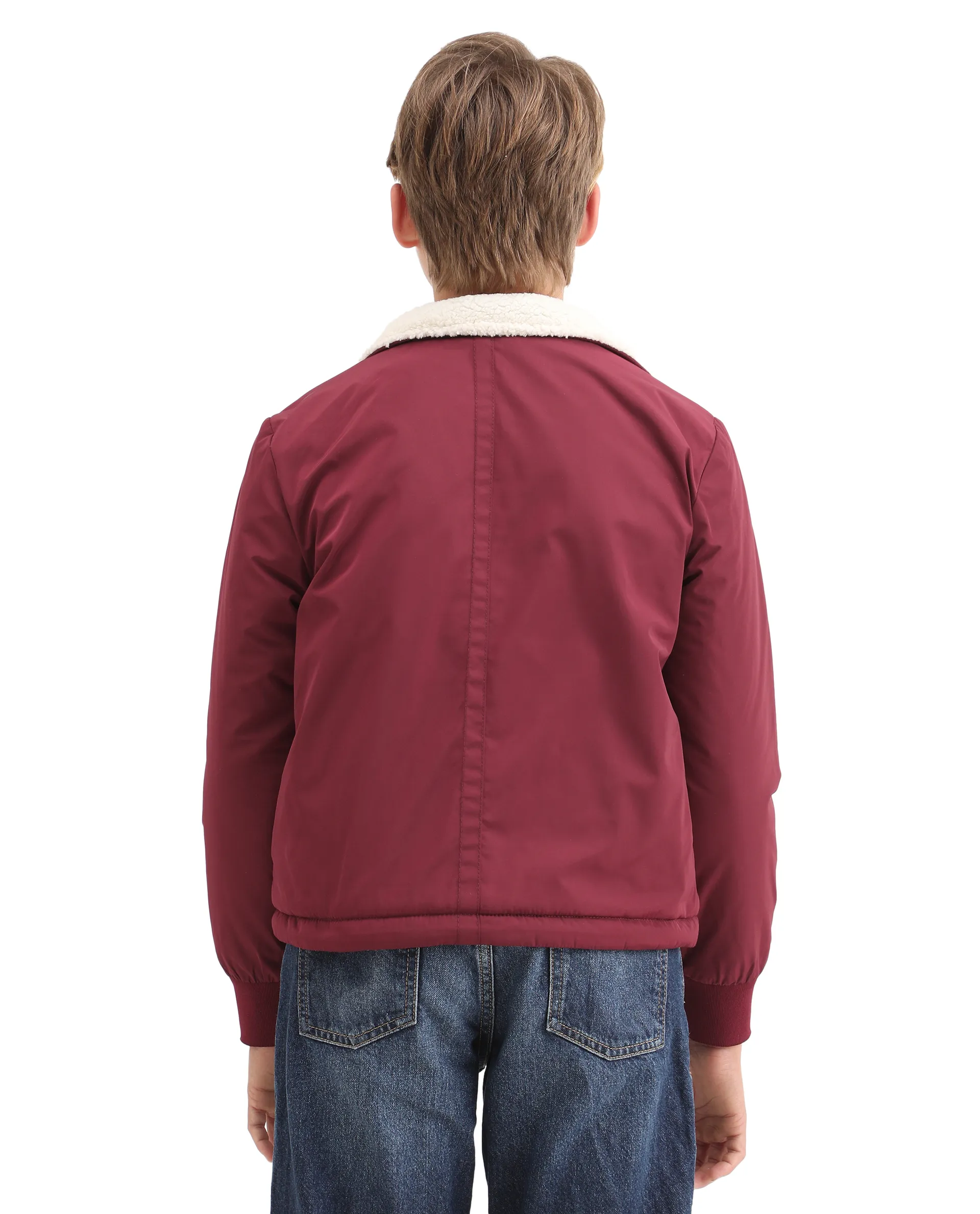 Rare Ones Kids Wick Maroon Polyester Zipper Closure High Neck Plain Full Sleeves Regular Fit Jacket - Image 8