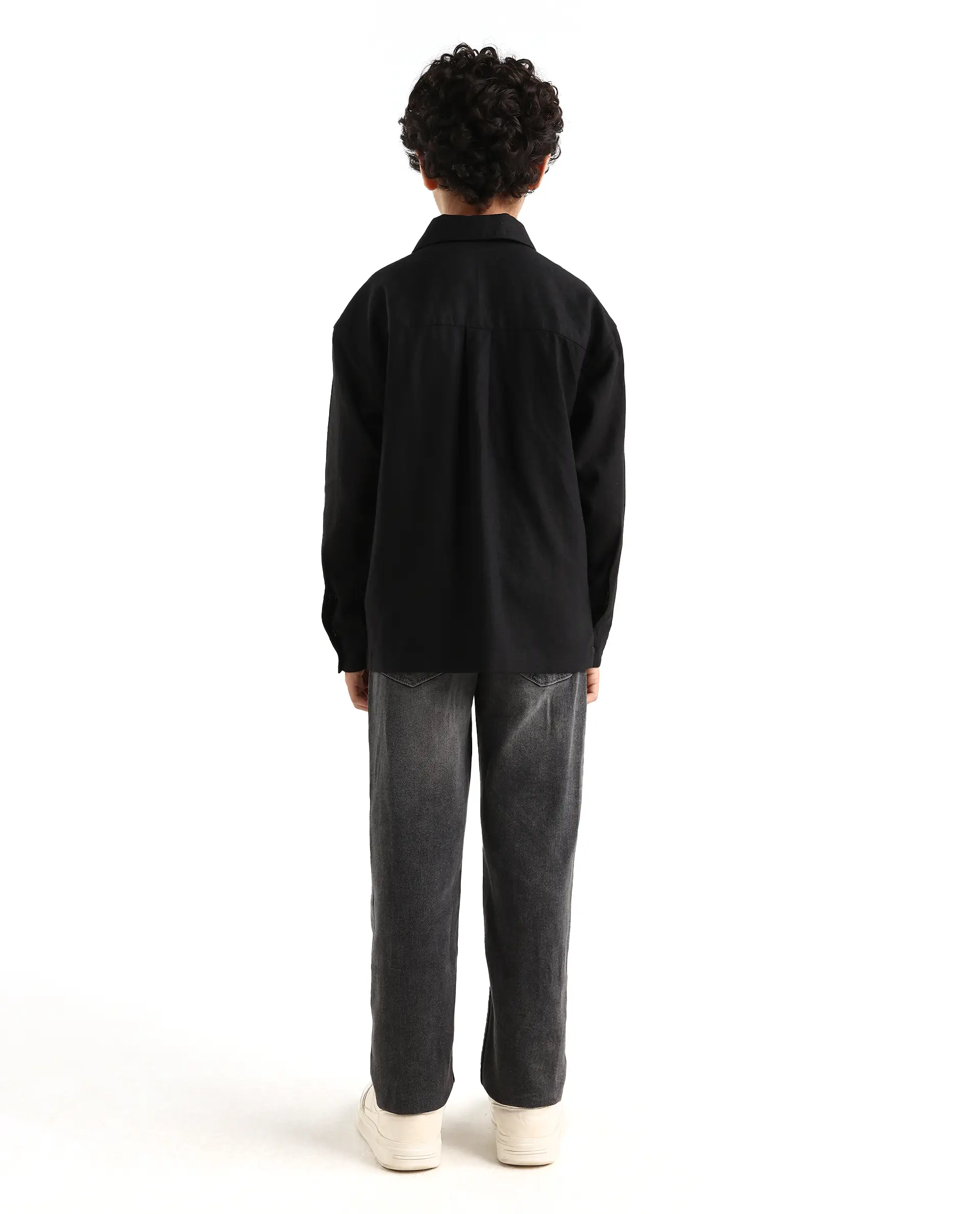 Rare Ones Kids Biro Grey Cotton Blend Button And Zipper Closure Plain Regular Fit Jeans - Image 7