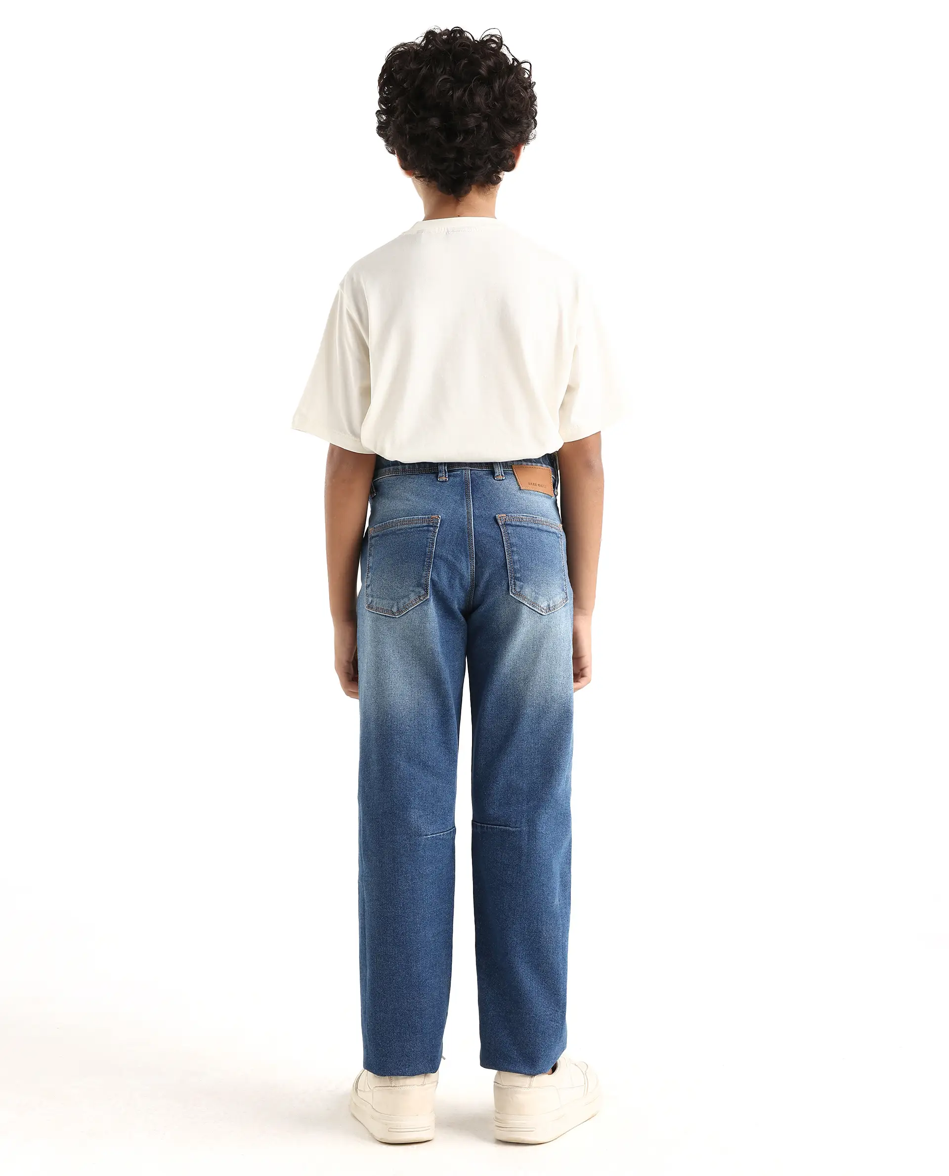 Rare Ones Kids Colt Light Blue Cotton Blend Button And Zipper Closure Plain Regular Fit Jeans - Image 7