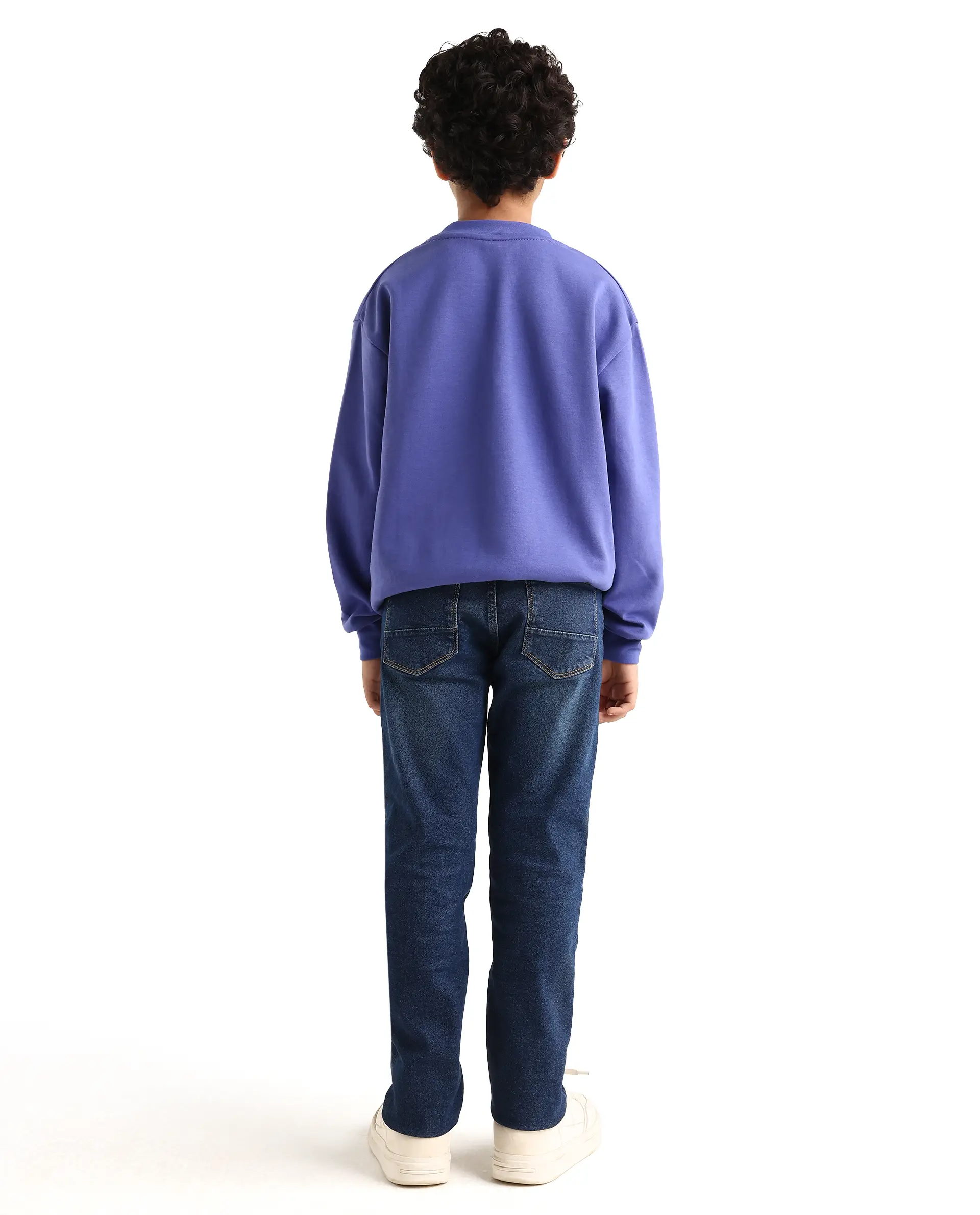 Rare Ones Kids Colton Dark Blue Cotton Blend Button And Zipper Closure Plain Slim Fit Jeans - Image 2