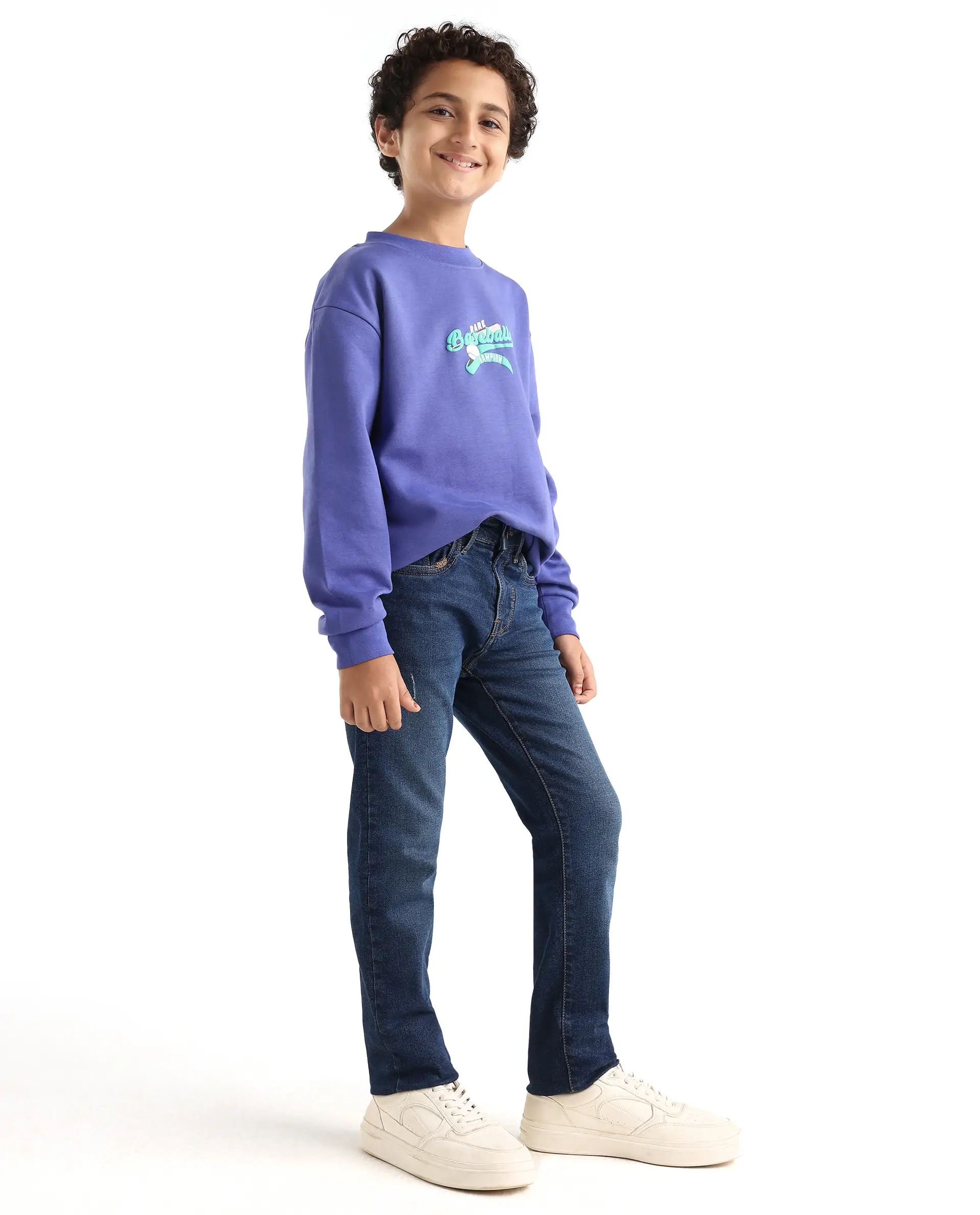 Rare Ones Kids Colton Dark Blue Cotton Blend Button And Zipper Closure Plain Slim Fit Jeans - Image 5