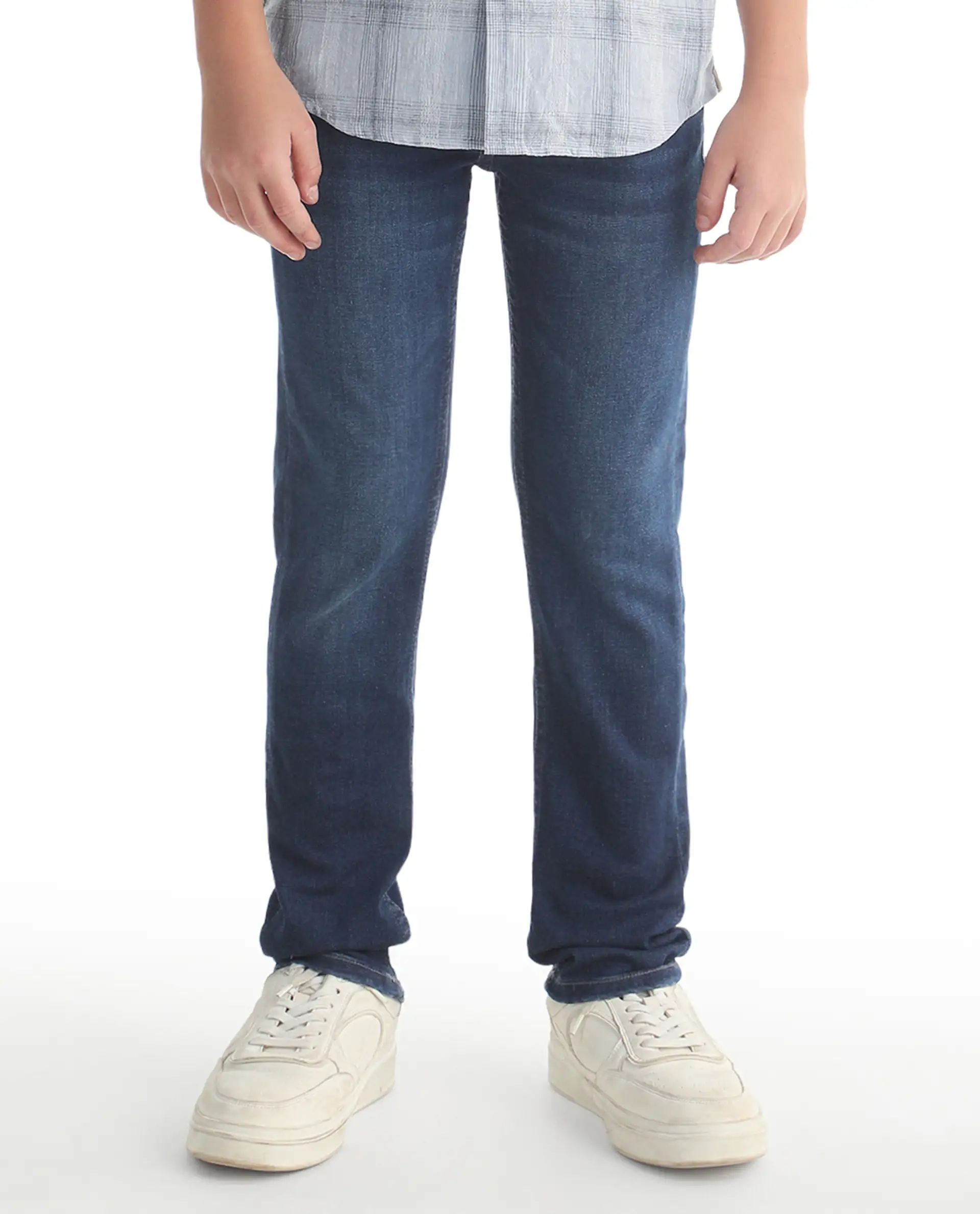 Rare Ones Kids Daito-1 Dark Blue Cotton Blend Shank Button Closure Slim Fit Jeans - Image 2