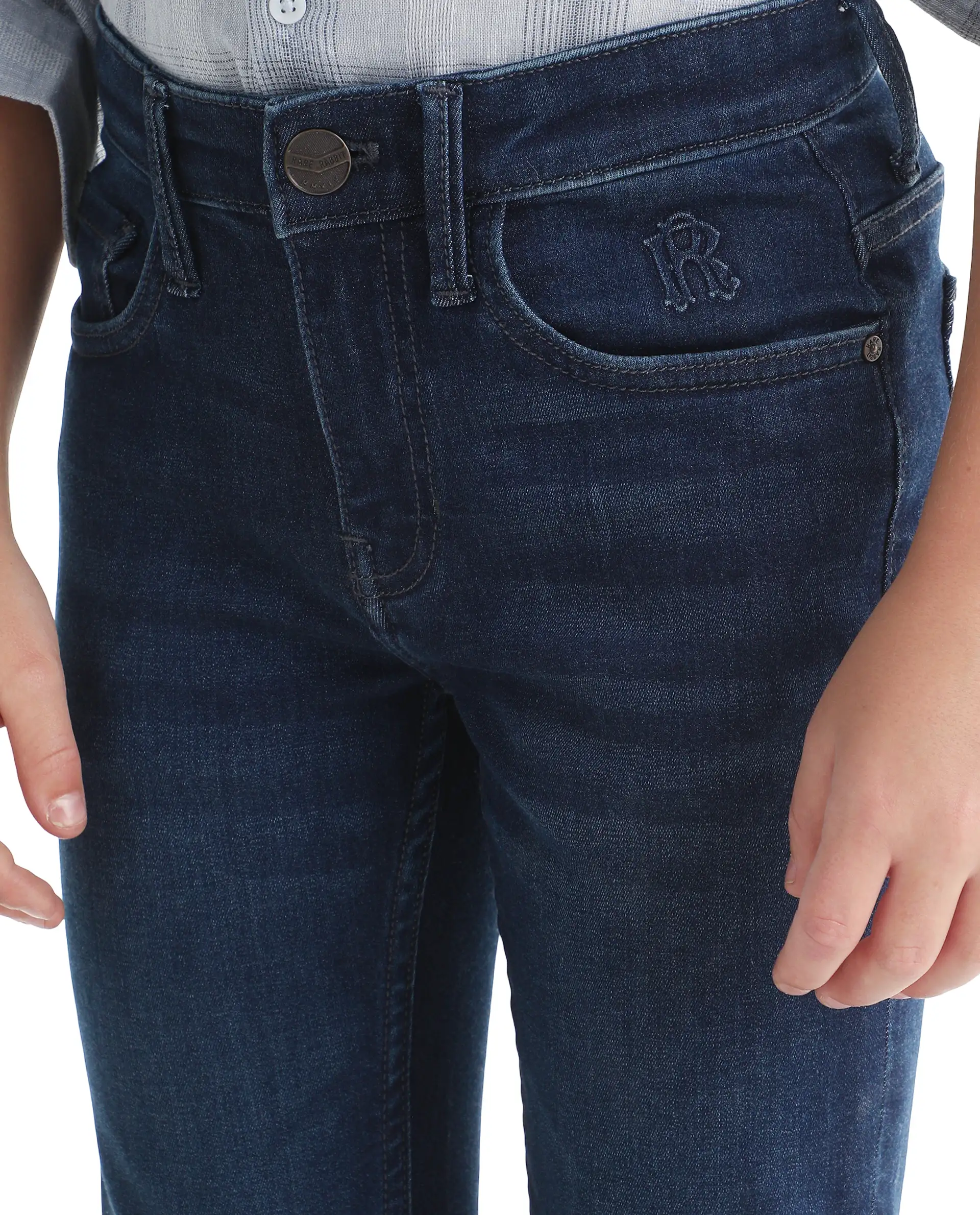 Rare Ones Kids Daito-1 Dark Blue Cotton Blend Shank Button Closure Slim Fit Jeans - Image 4