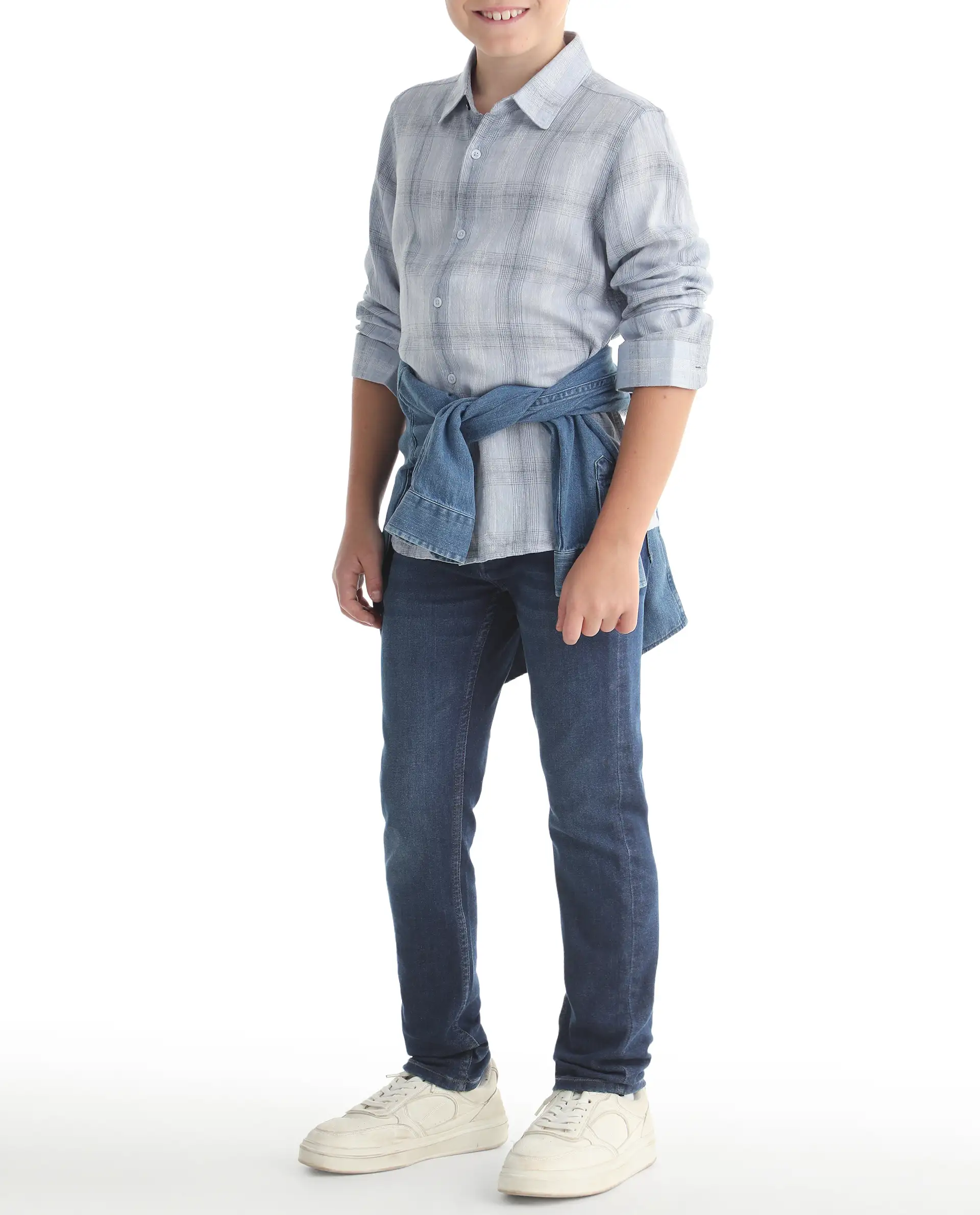 Rare Ones Kids Daito-1 Dark Blue Cotton Blend Shank Button Closure Slim Fit Jeans - Image 5