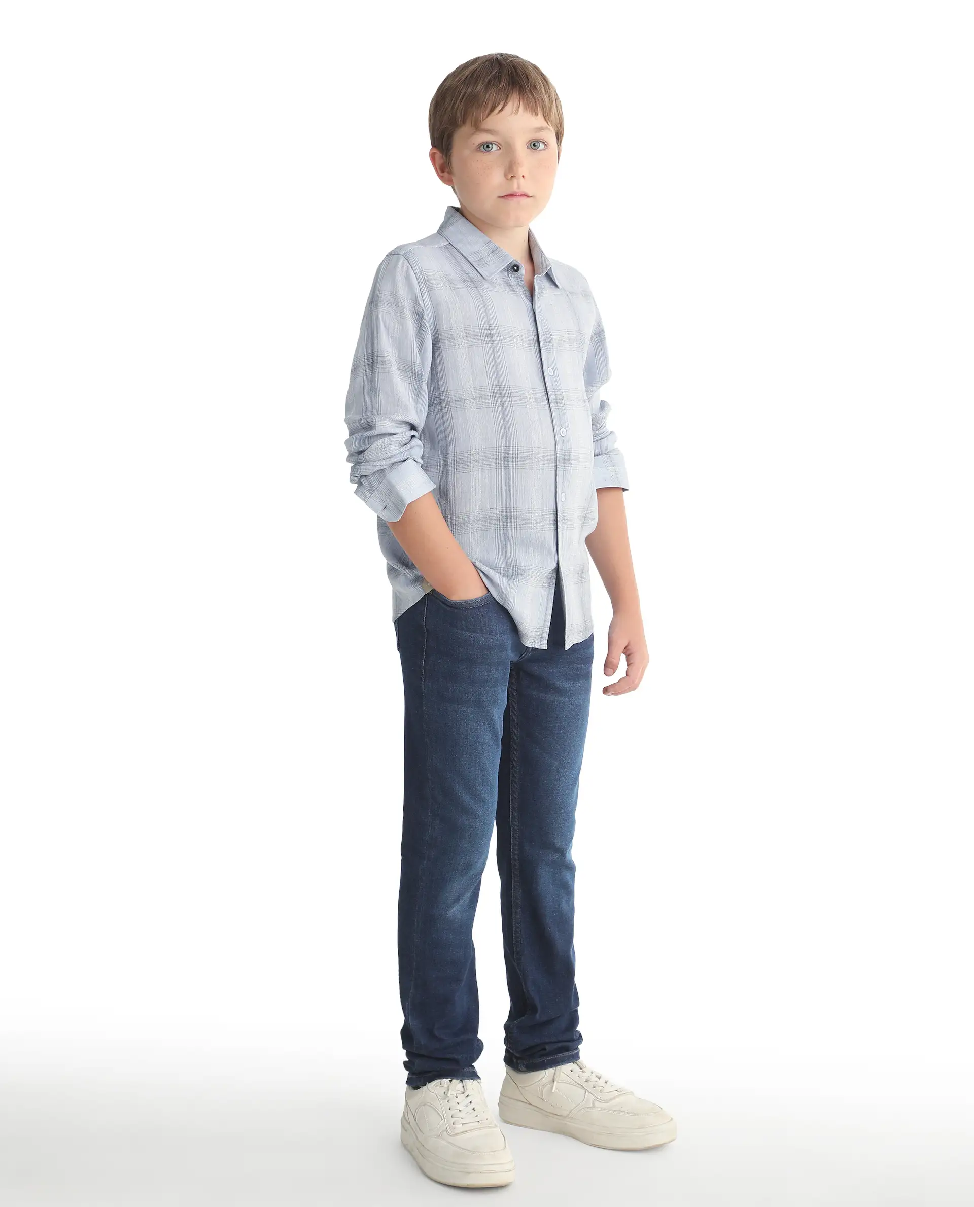 Rare Ones Kids Daito-1 Dark Blue Cotton Blend Shank Button Closure Slim Fit Jeans - Image 7