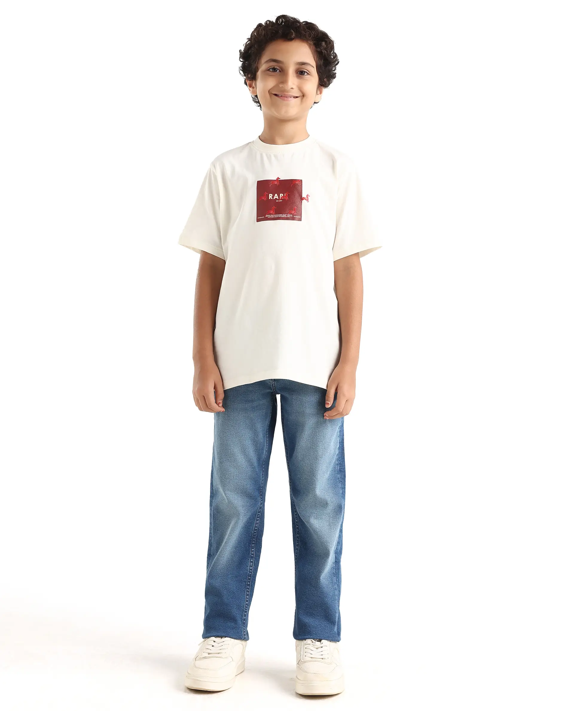 Rare Ones Kids Daw Dark Blue Cotton Blend Button And Zipper Closure Plain Regular Fit Jeans - Image 3