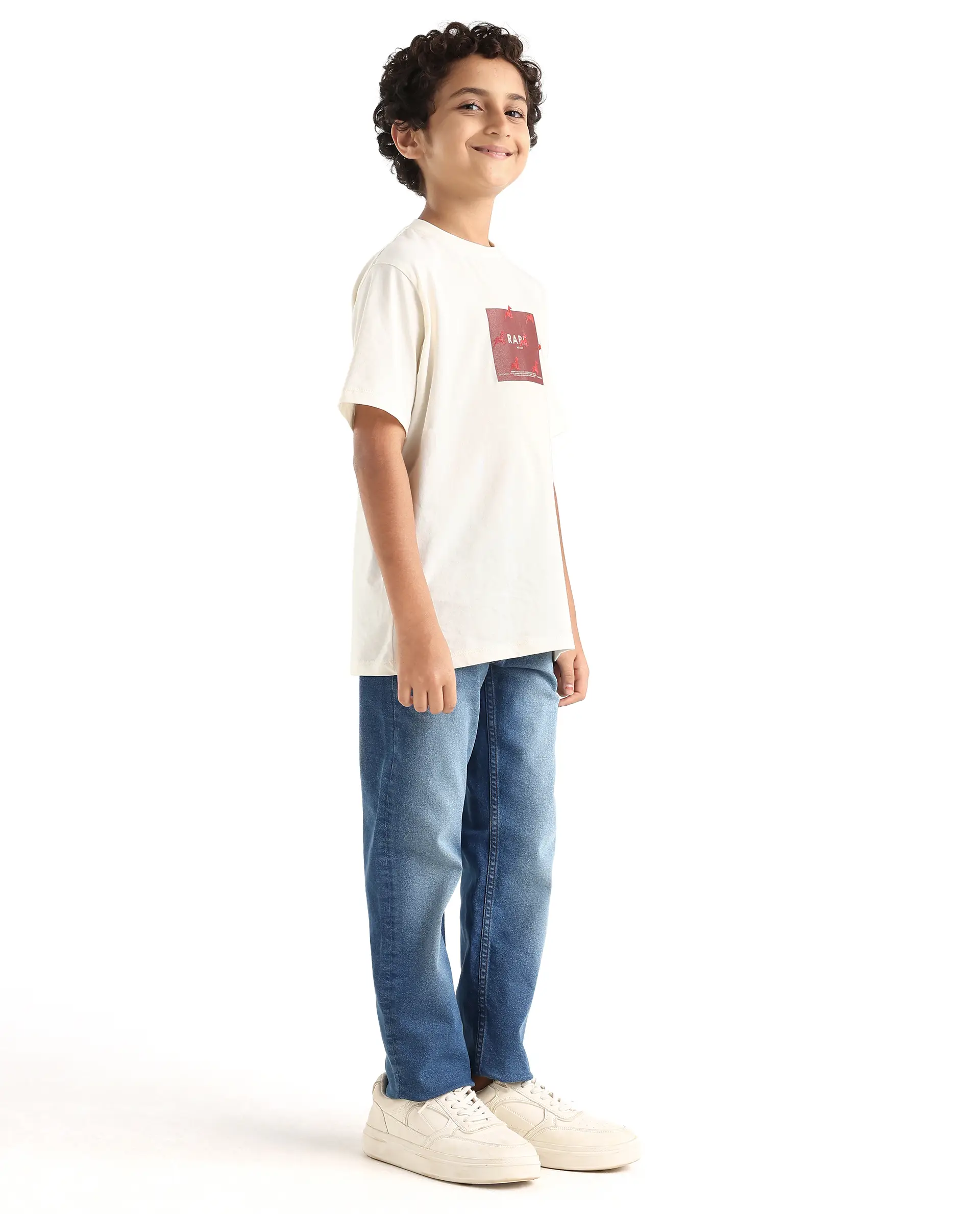 Rare Ones Kids Daw Dark Blue Cotton Blend Button And Zipper Closure Plain Regular Fit Jeans - Image 6