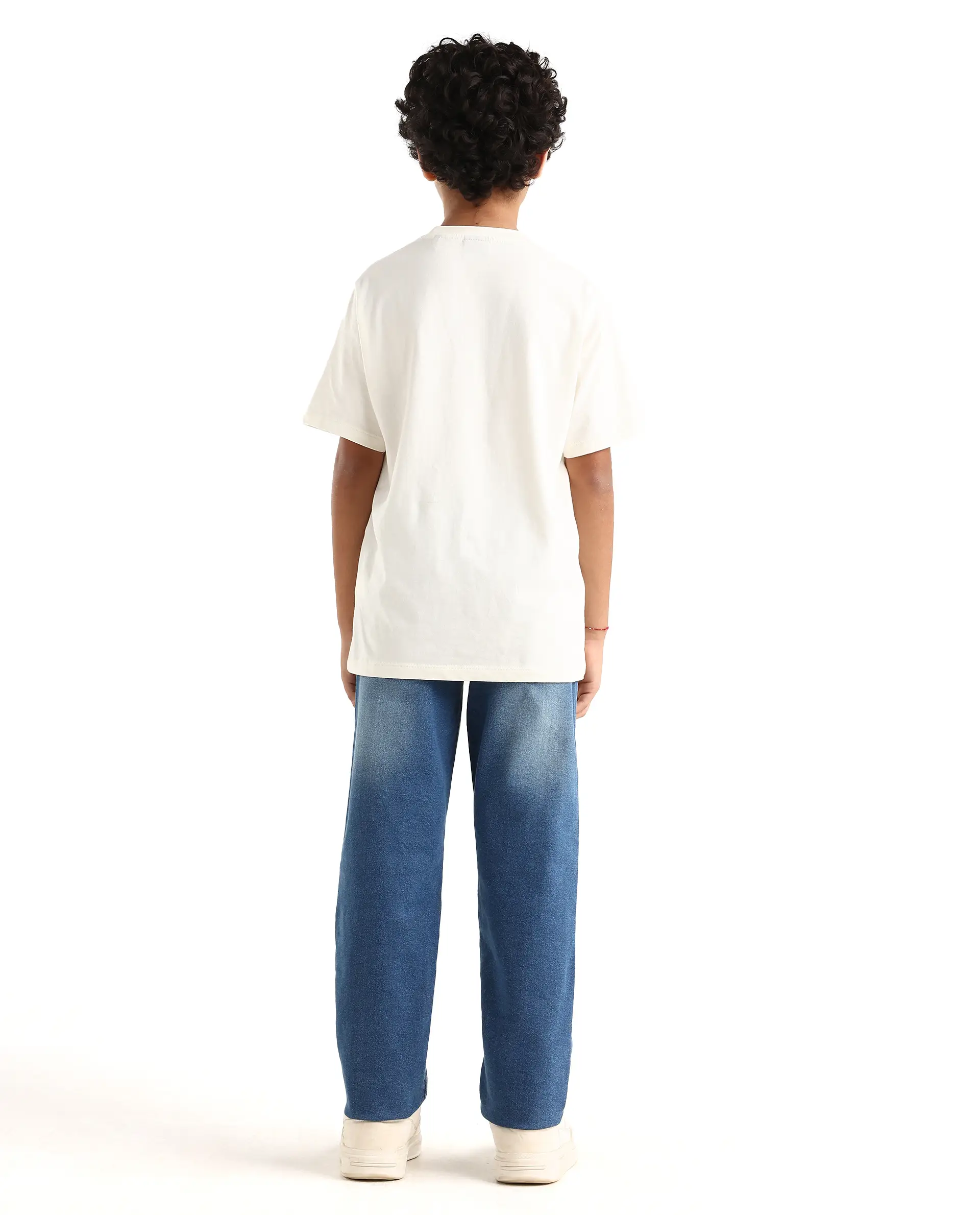 Rare Ones Kids Daw Dark Blue Cotton Blend Button And Zipper Closure Plain Regular Fit Jeans - Image 7