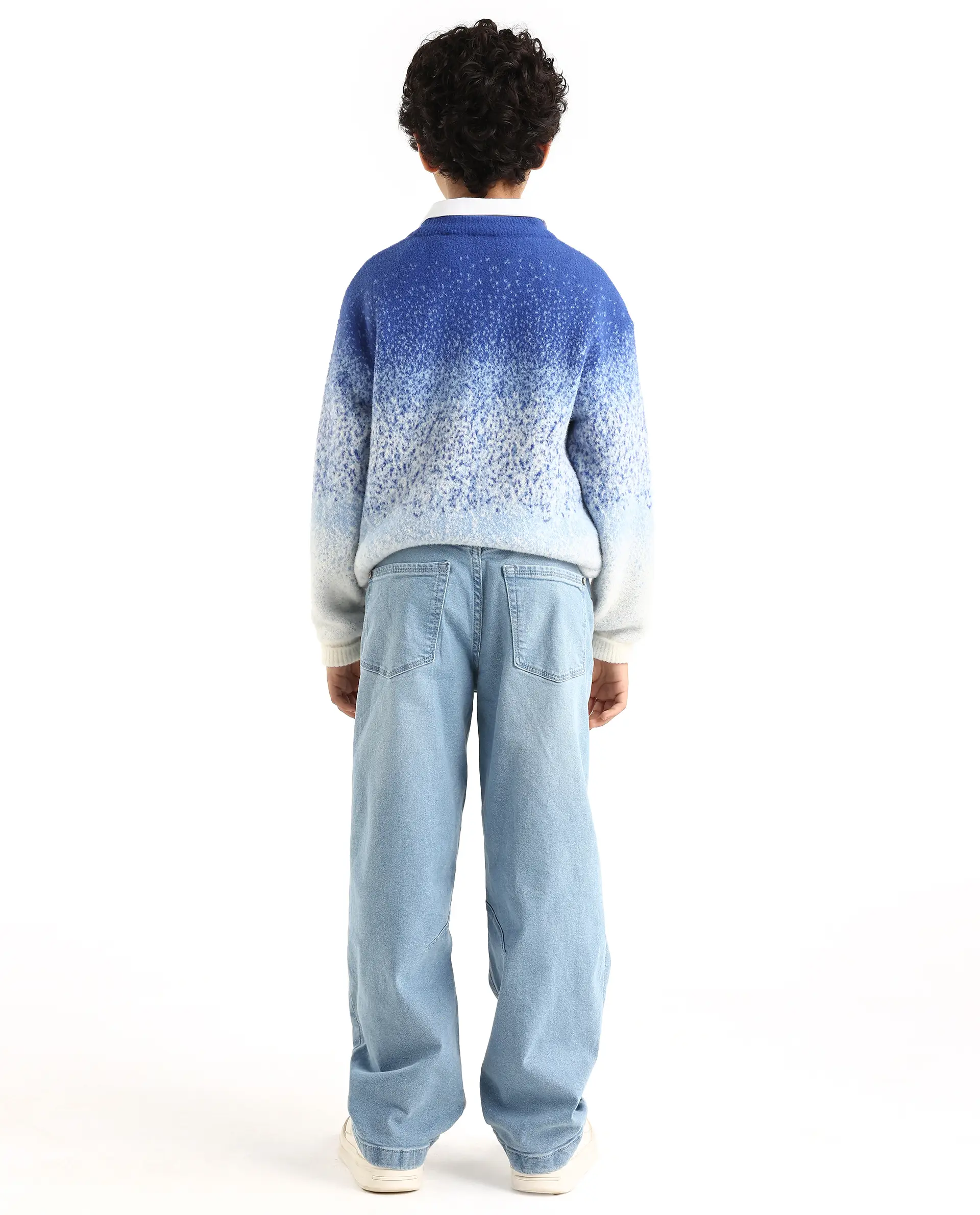 Rare Ones Kids Dawson Light Blue Cotton Blend Button And Zipper Closure Plain Slouchy Fit Jeans - Image 7