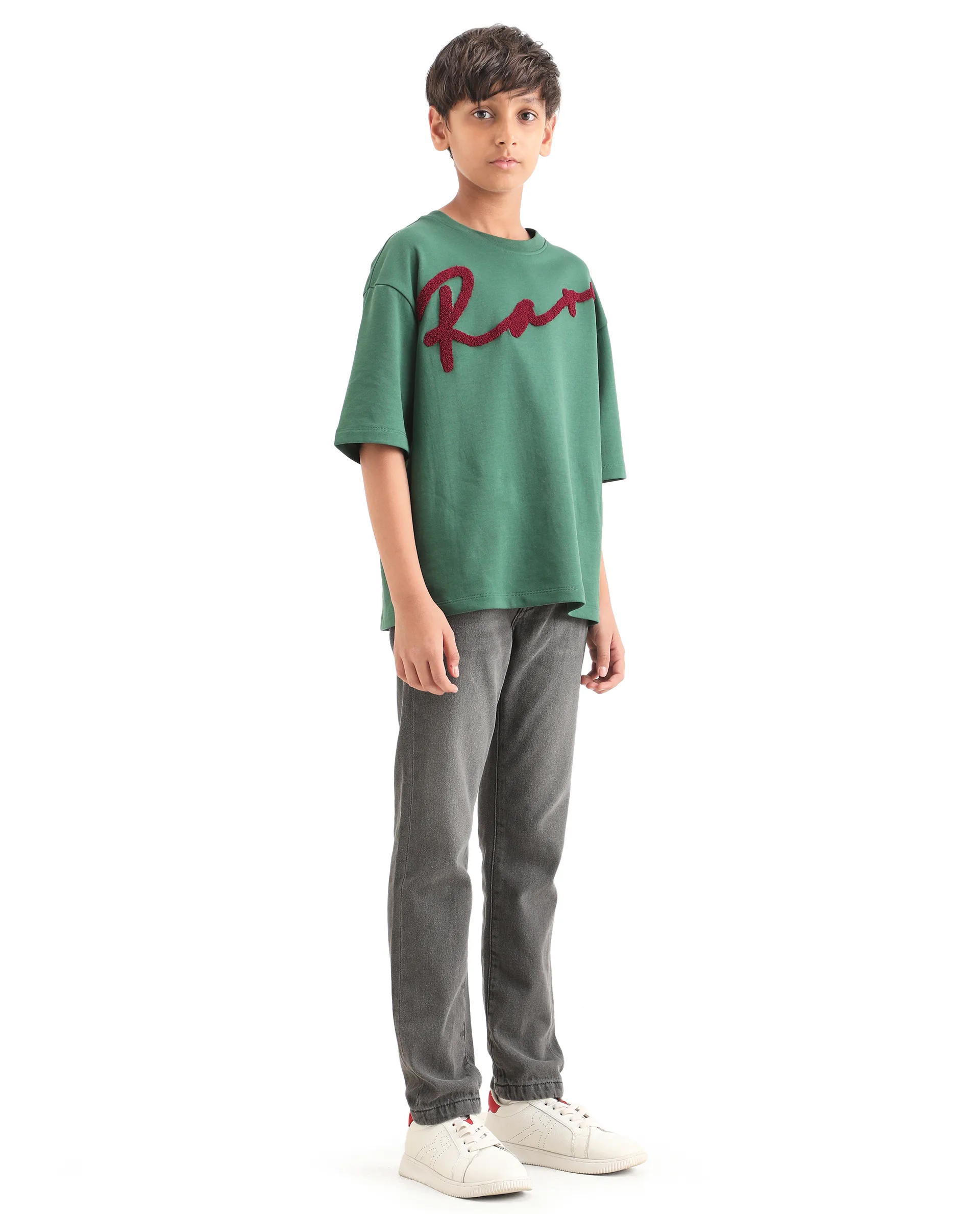 Rare Ones Kids Fazz Grey Cotton Button And Zipper Closure Plain Slim Fit Jeans - Image 6