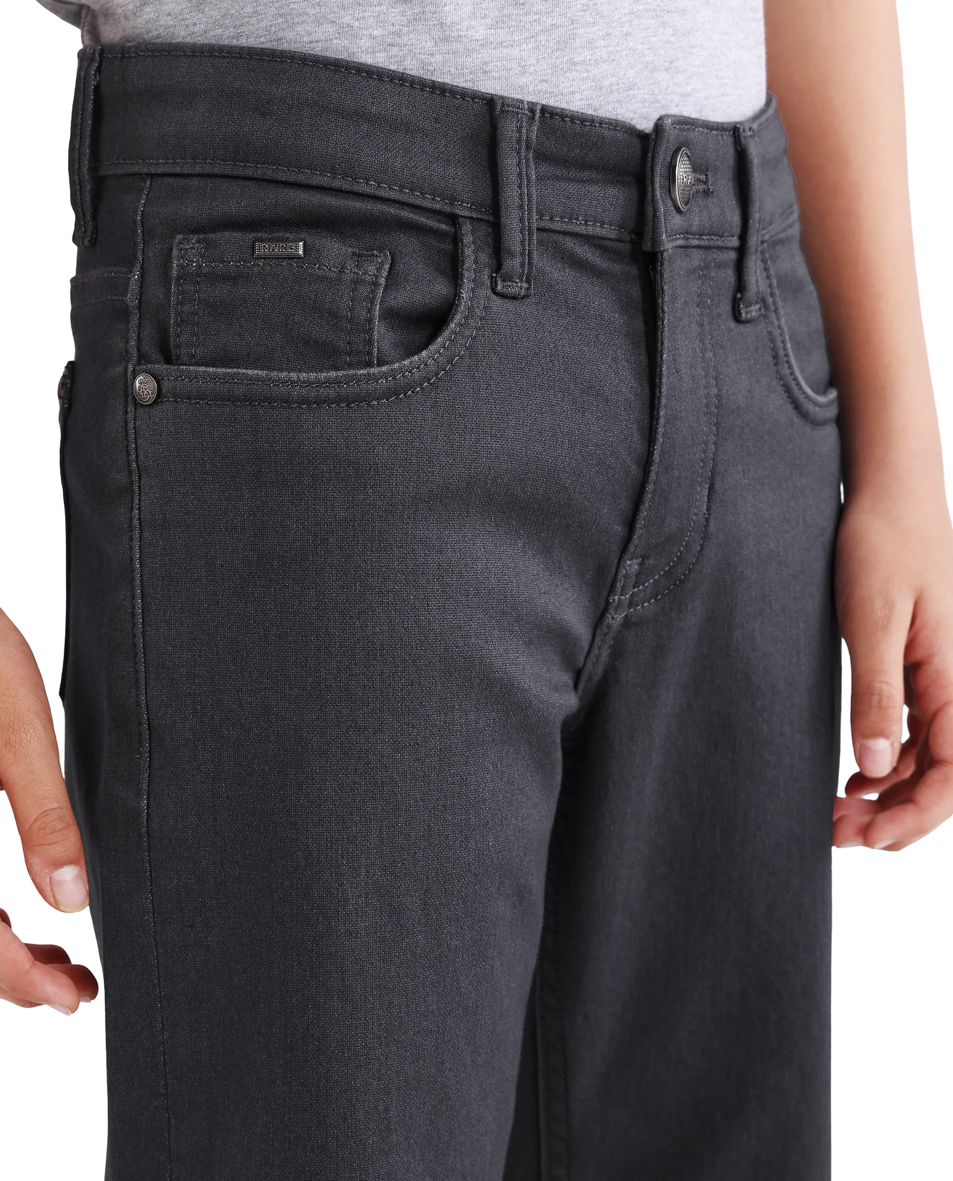 Rare Ones Kids Gavin Grey Cotton Blend Shank Button Closure Regular Fit Jeans - Image 3
