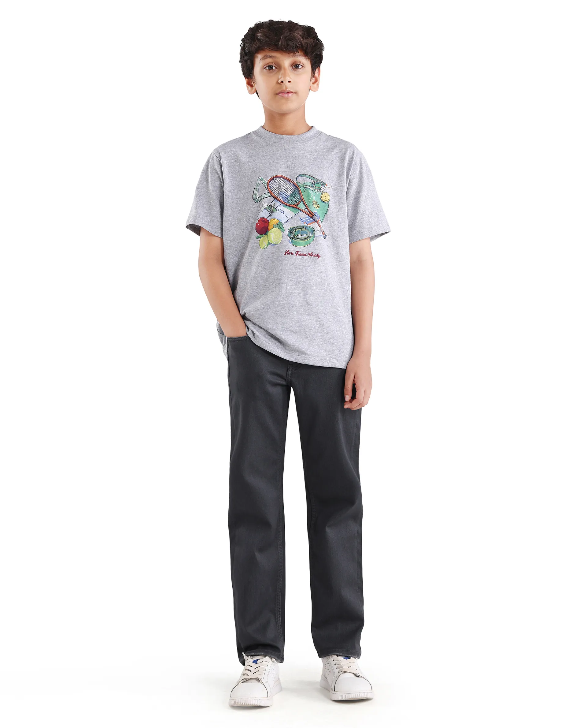 Rare Ones Kids Gavin Grey Cotton Blend Shank Button Closure Regular Fit Jeans - Image 5