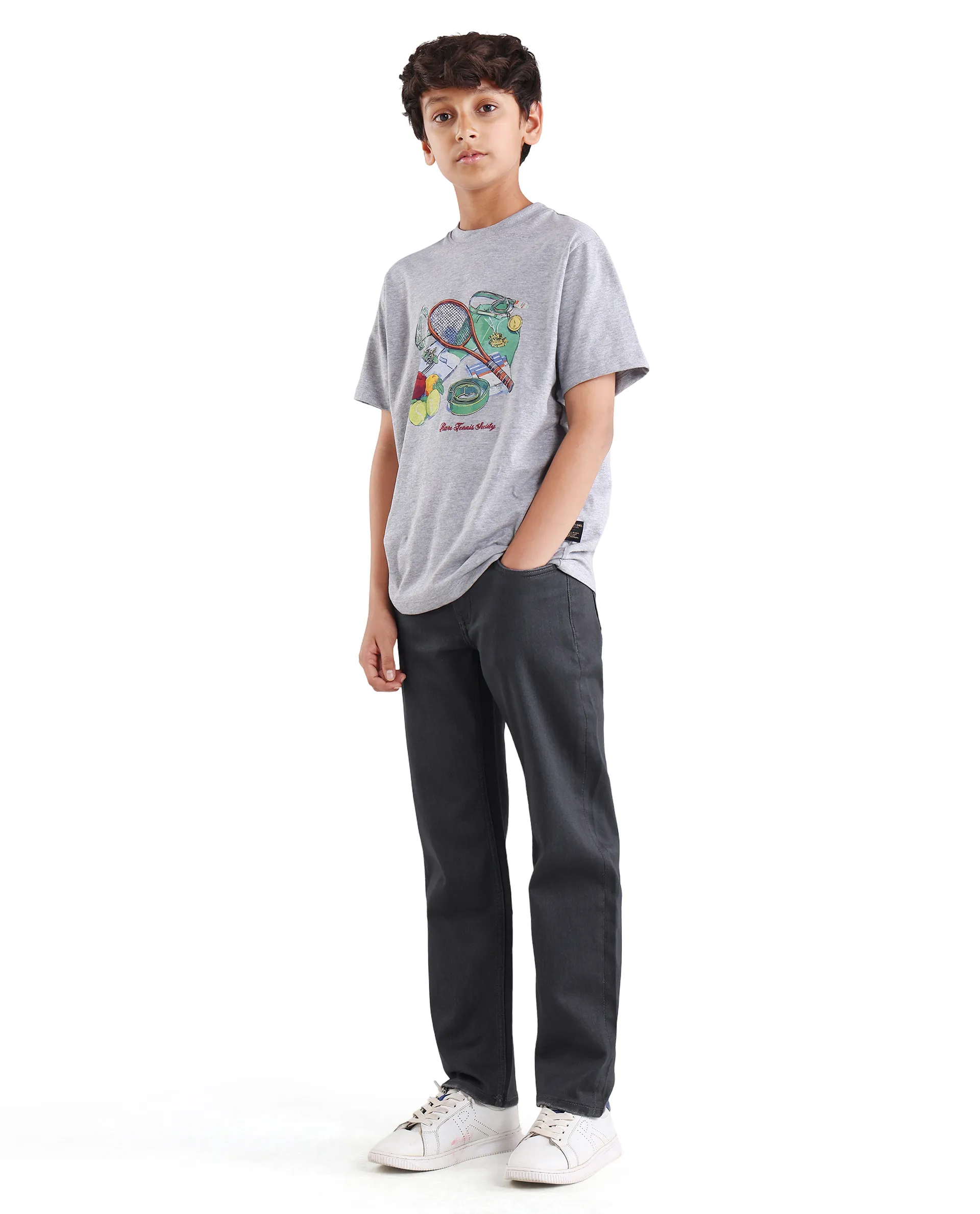 Rare Ones Kids Gavin Grey Cotton Blend Shank Button Closure Regular Fit Jeans - Image 6