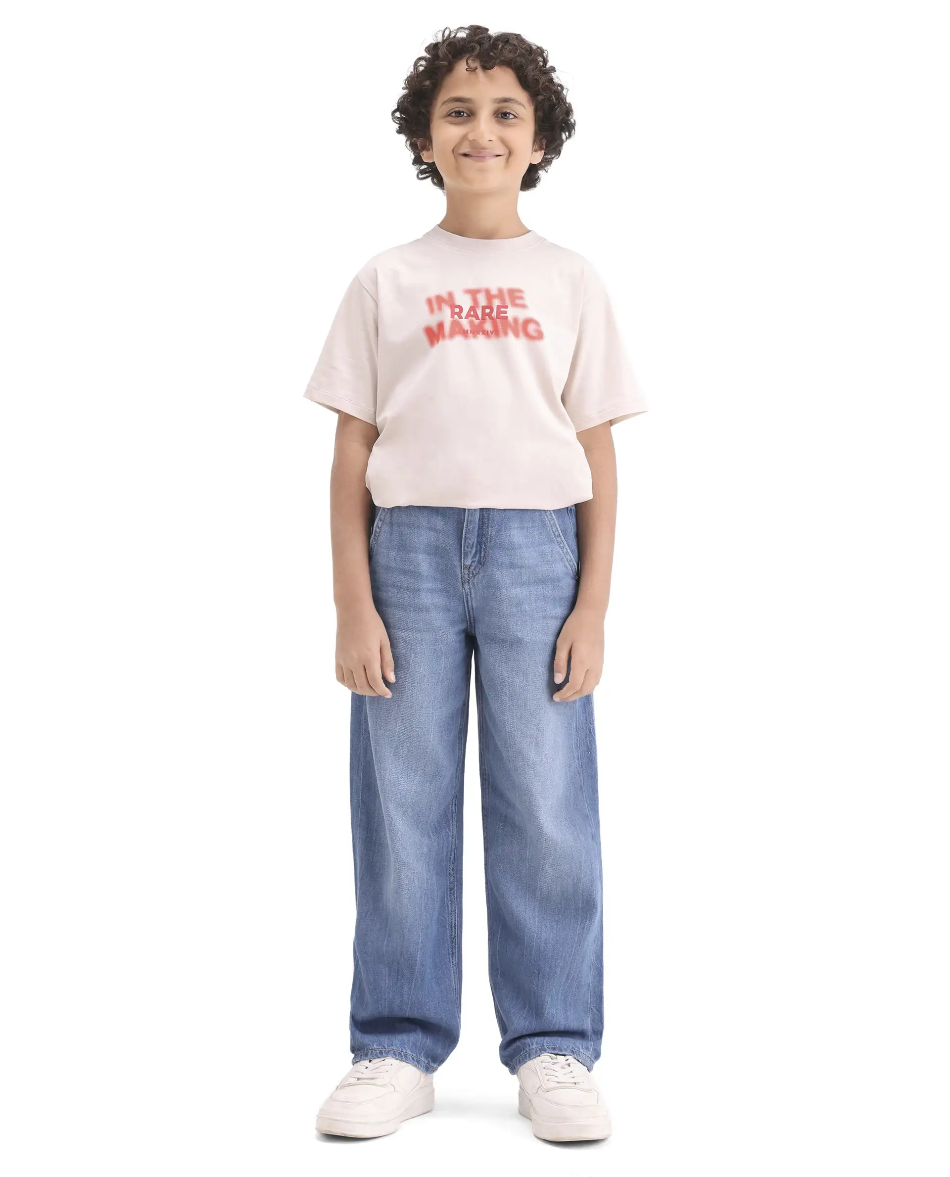 Rare Ones Kids Kasen-1 Blue Cotton Blend Shank Button Closure Slouchy Fit Jeans - Image 4