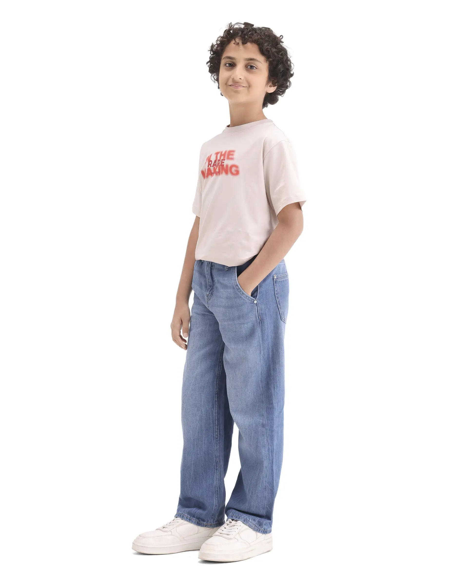 Rare Ones Kids Kasen-1 Blue Cotton Blend Shank Button Closure Slouchy Fit Jeans - Image 5