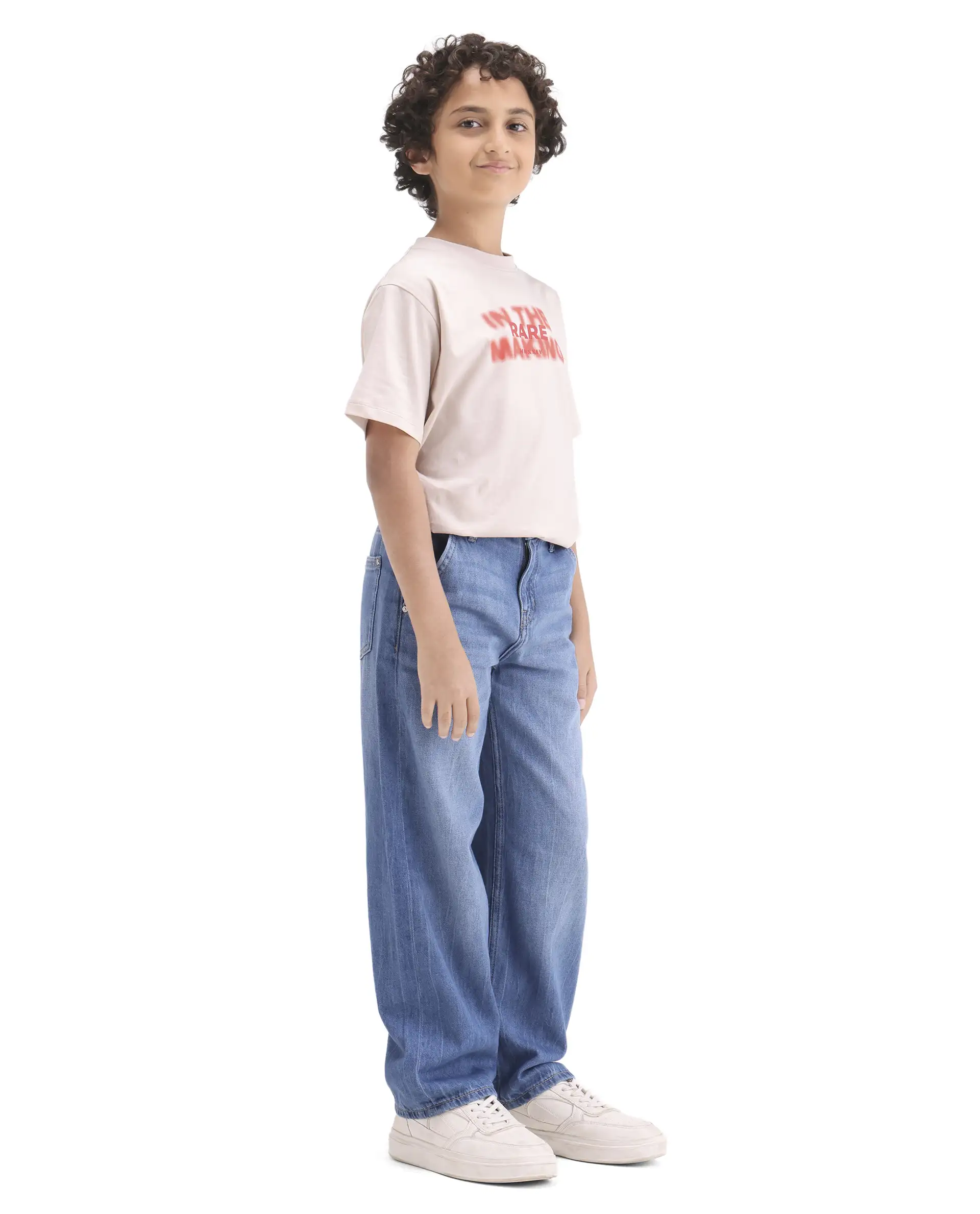 Rare Ones Kids Kasen-1 Blue Cotton Blend Shank Button Closure Slouchy Fit Jeans - Image 6