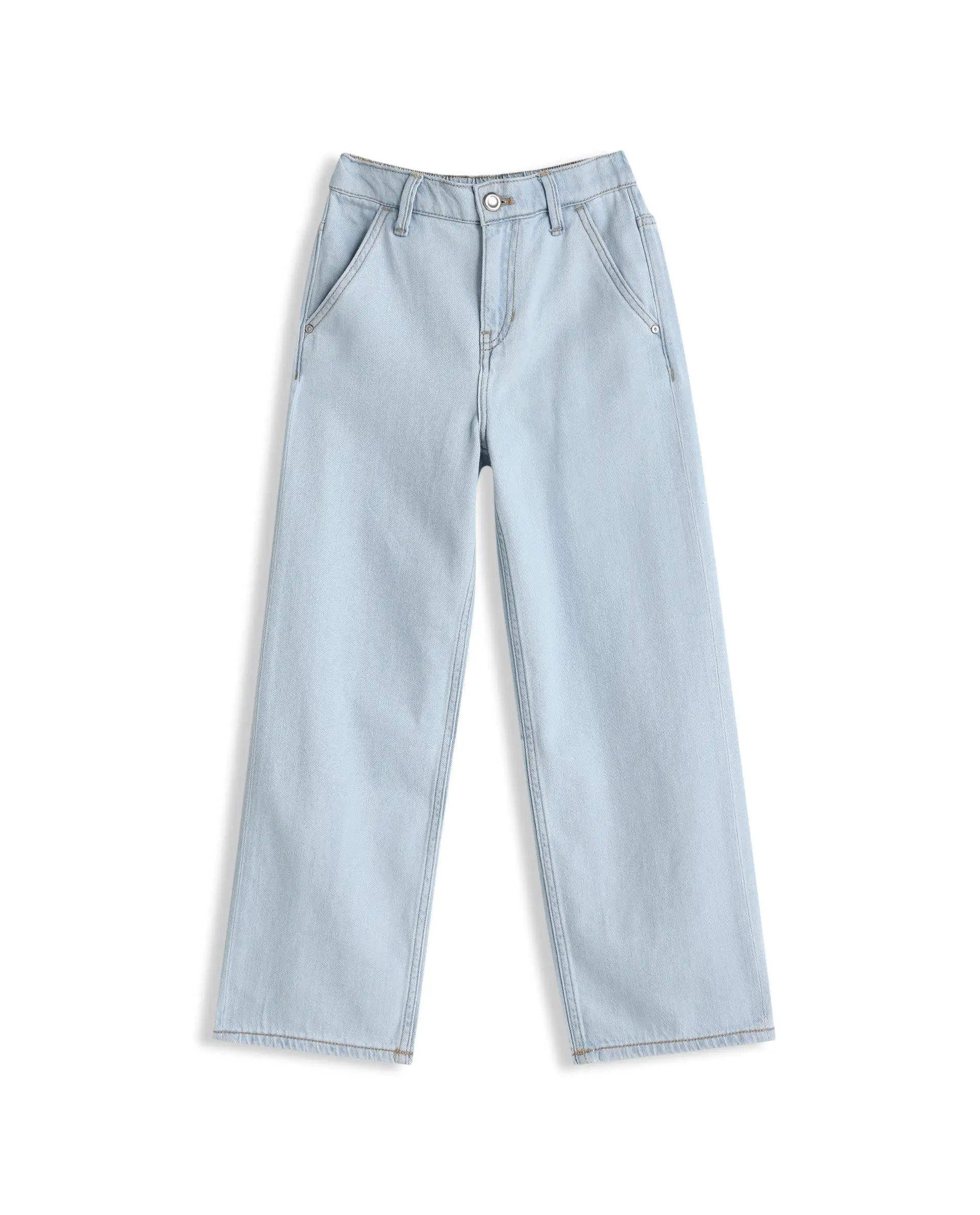 Rare Ones Kids Kasen-2 Light Blue Cotton Blend Shank Button Closure Slouchy Fit Jeans - Image 2