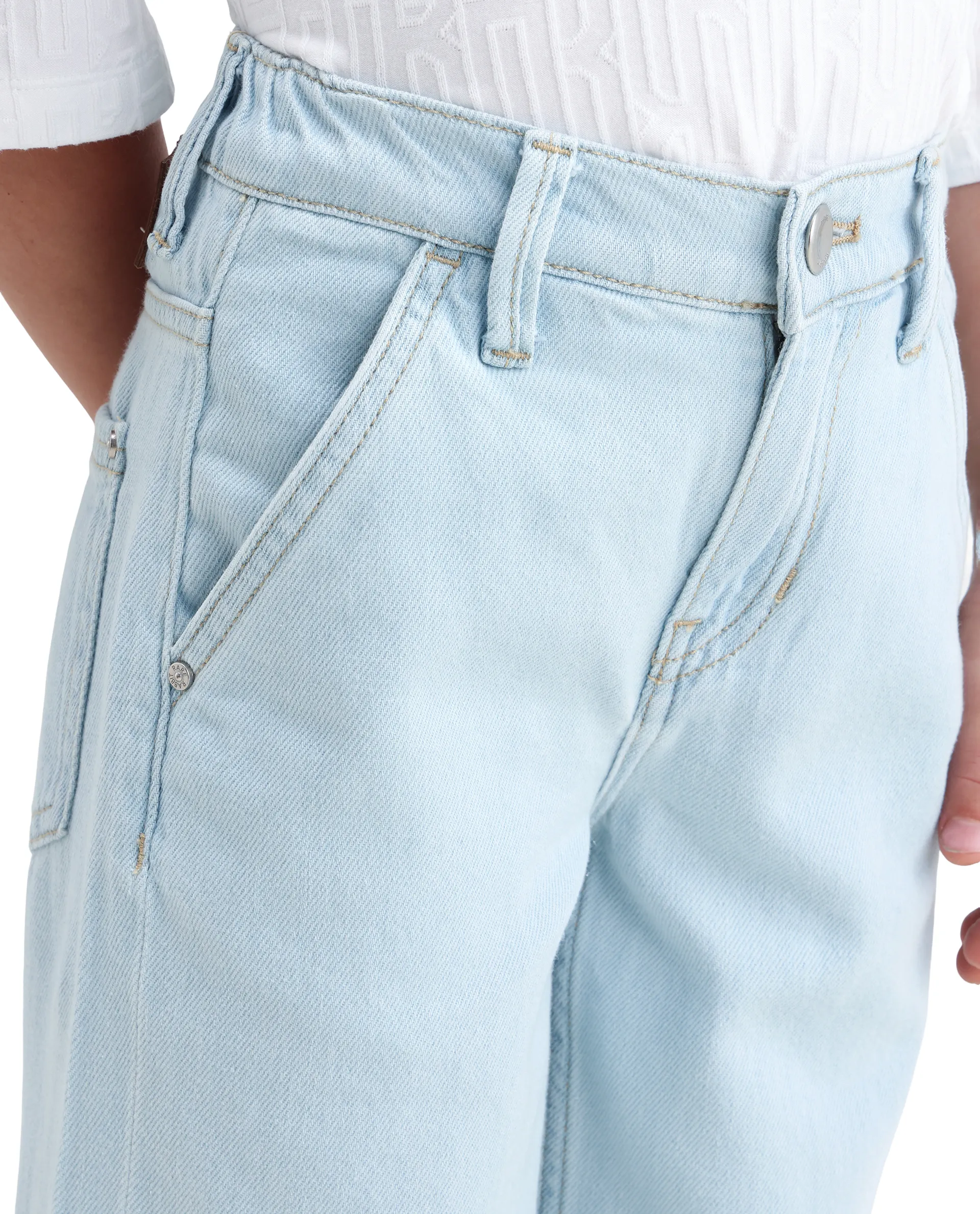 Rare Ones Kids Kasen-2 Light Blue Cotton Blend Shank Button Closure Slouchy Fit Jeans - Image 5