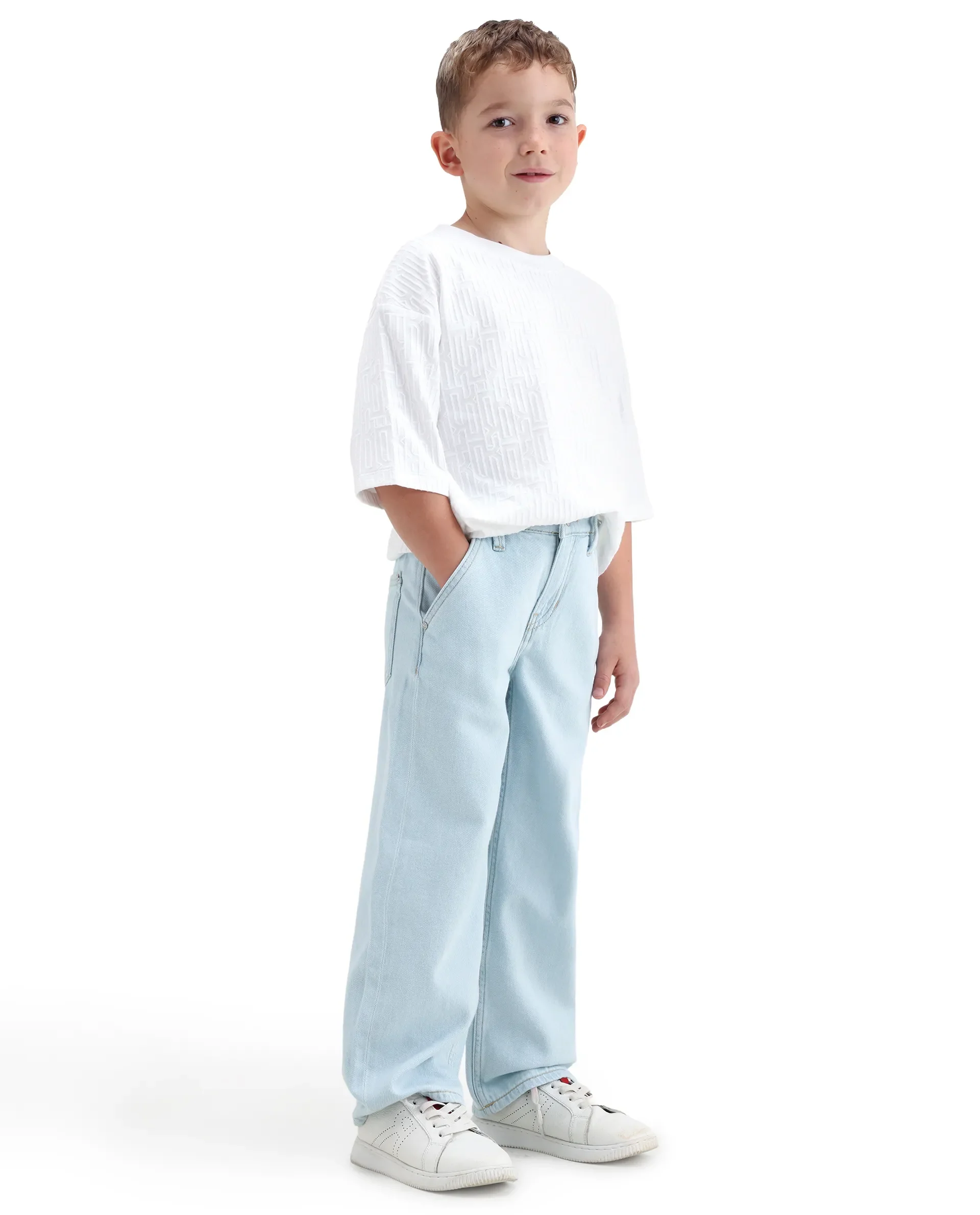 Rare Ones Kids Kasen-2 Light Blue Cotton Blend Shank Button Closure Slouchy Fit Jeans - Image 8