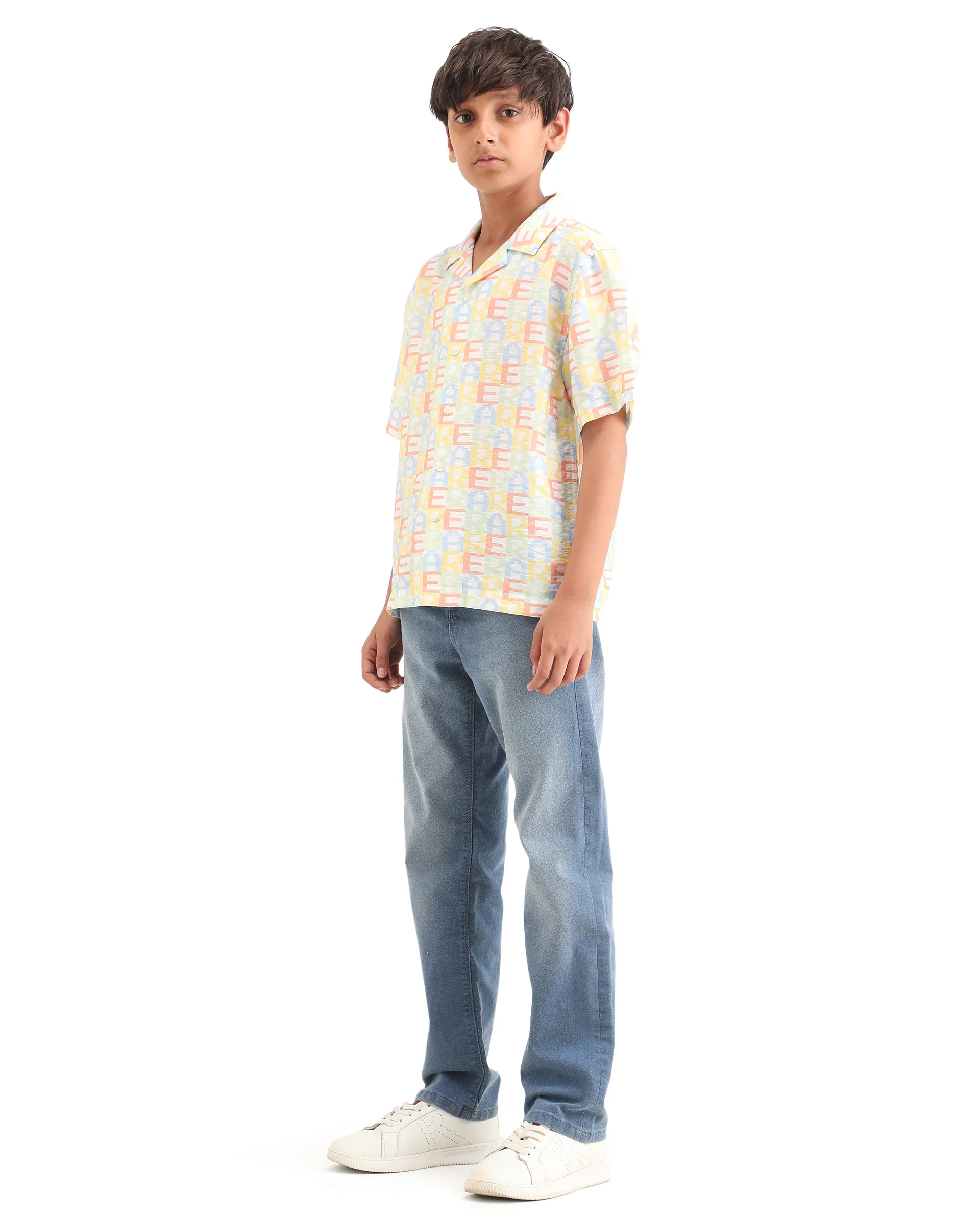 Rare Ones Kids Morg Light Blue Cotton Blend Button And Zipper Closure Plain Regular Fit Jeans - Image 6