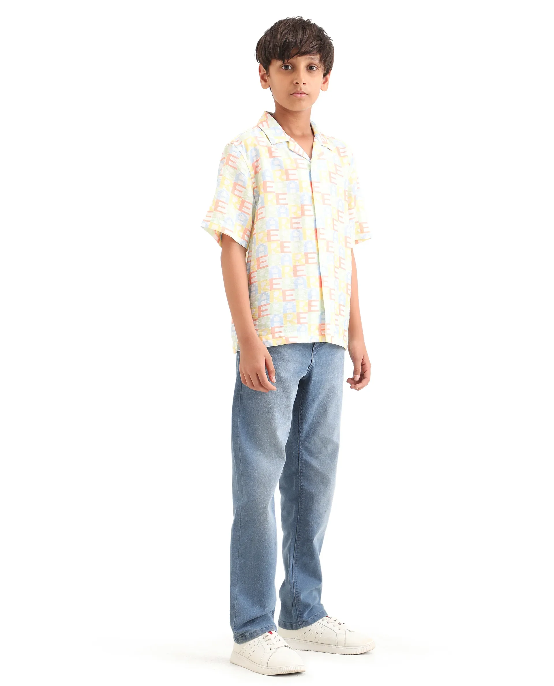 Rare Ones Kids Morg Light Blue Cotton Blend Button And Zipper Closure Plain Regular Fit Jeans - Image 7