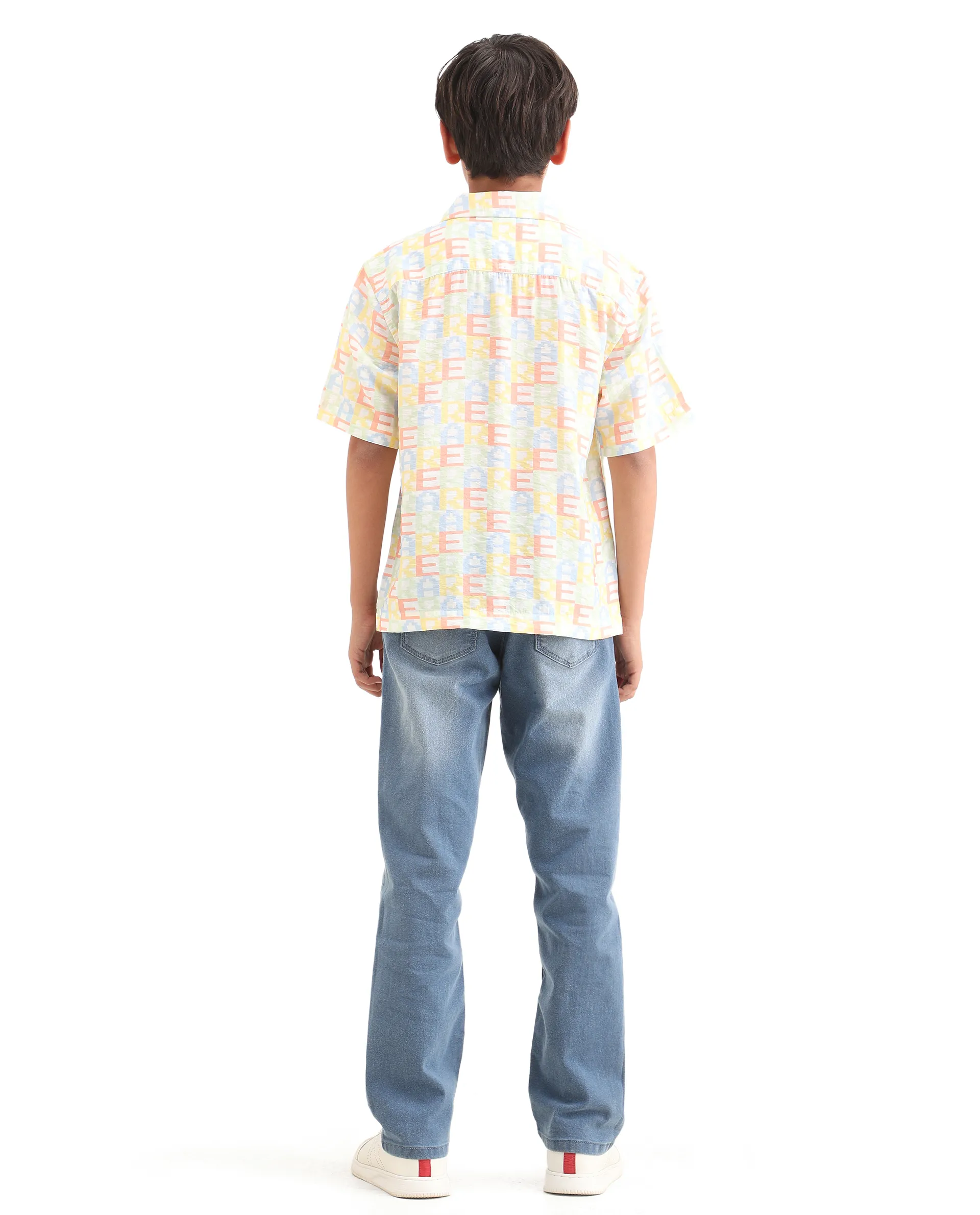 Rare Ones Kids Morg Light Blue Cotton Blend Button And Zipper Closure Plain Regular Fit Jeans - Image 8