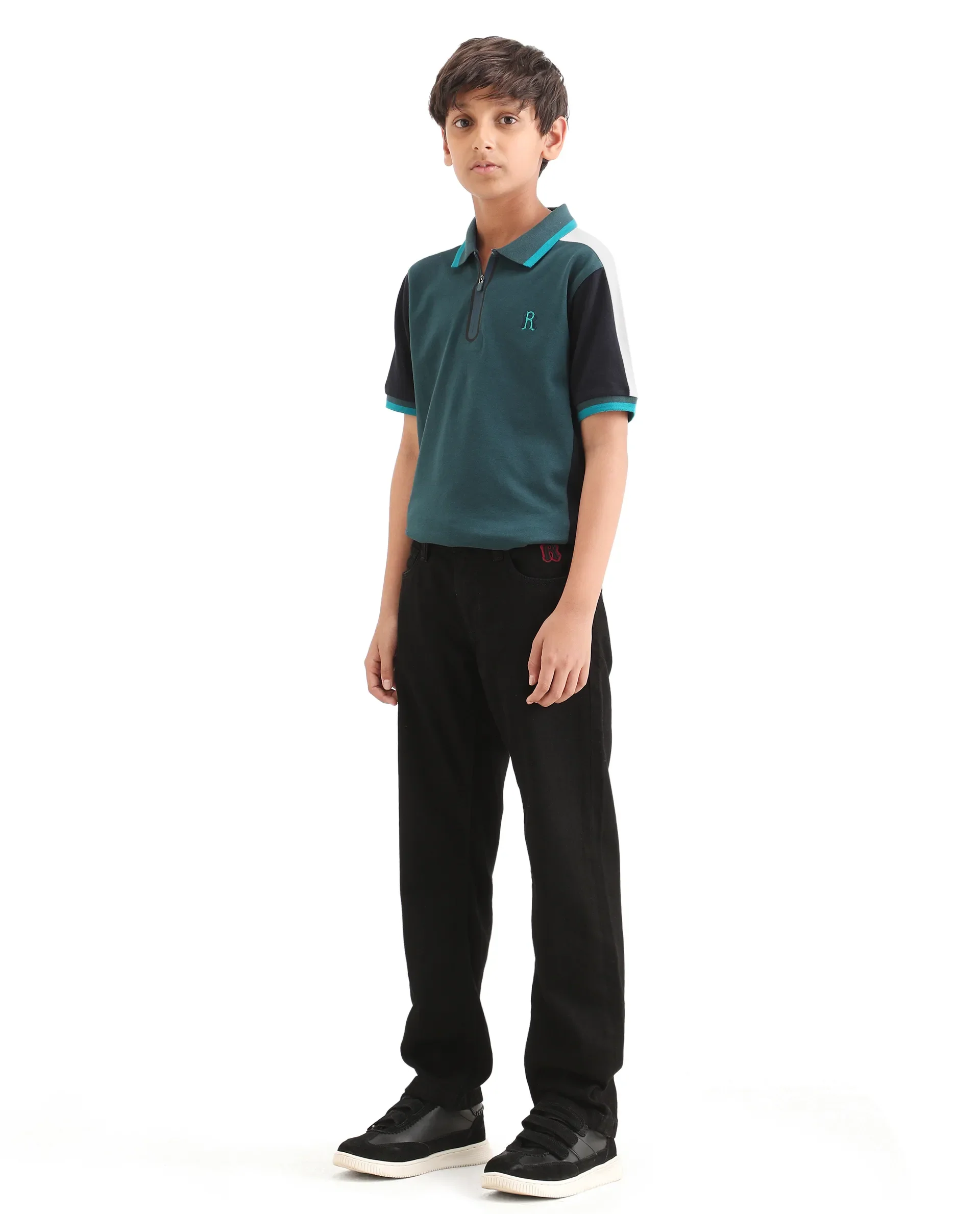 Rare Ones Kids Resto Black Cotton Blend Button And Zipper Closure Plain Regular Fit Jeans - Image 6