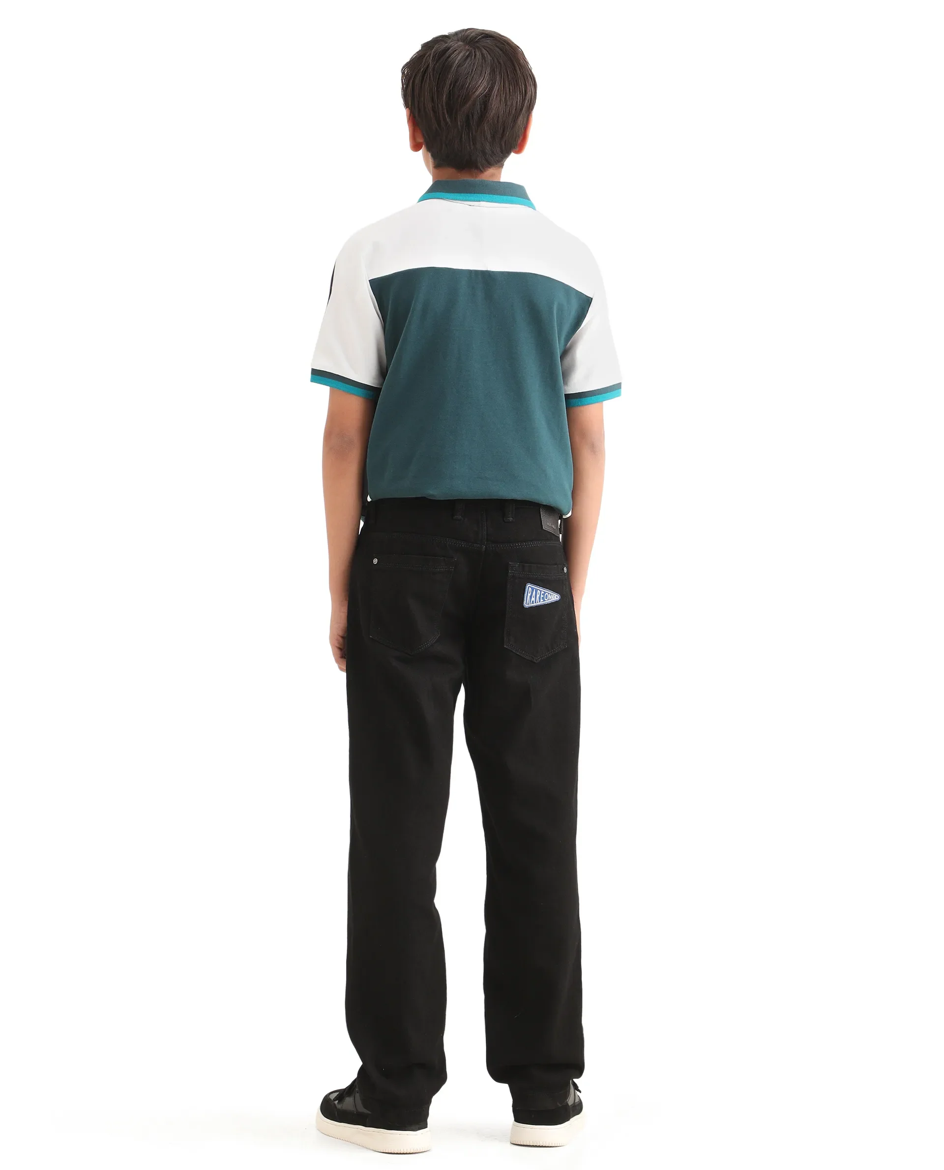 Rare Ones Kids Resto Black Cotton Blend Button And Zipper Closure Plain Regular Fit Jeans - Image 8