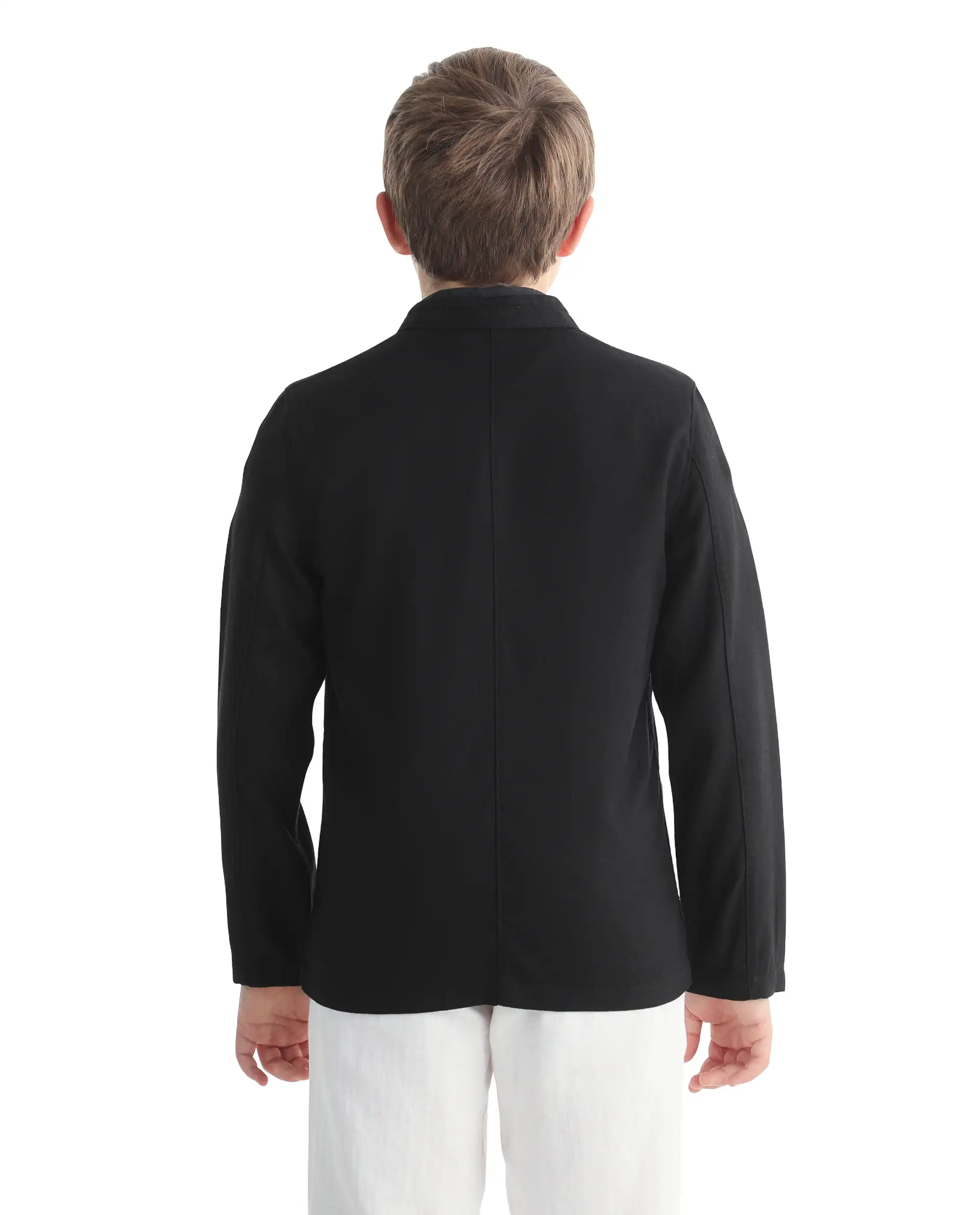 Rare Ones Kids Jensen Black Lyocell Blend Solid Button Closure Tailored Fit Coat - Image 7