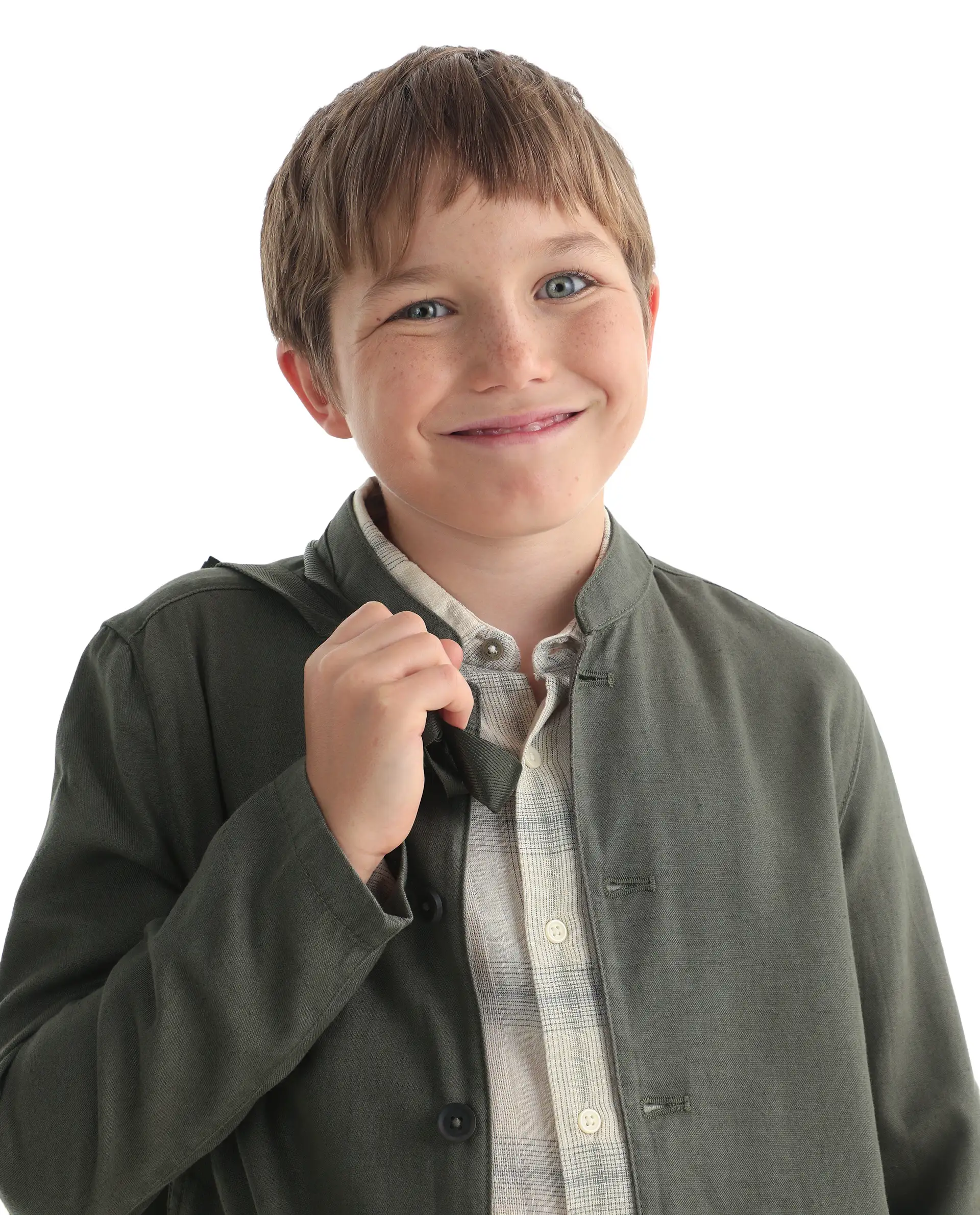 Rare Ones Kids Jensen Dusky Olive Lyocell Blend Solid Button Closure Tailored Fit Coat - Image 5