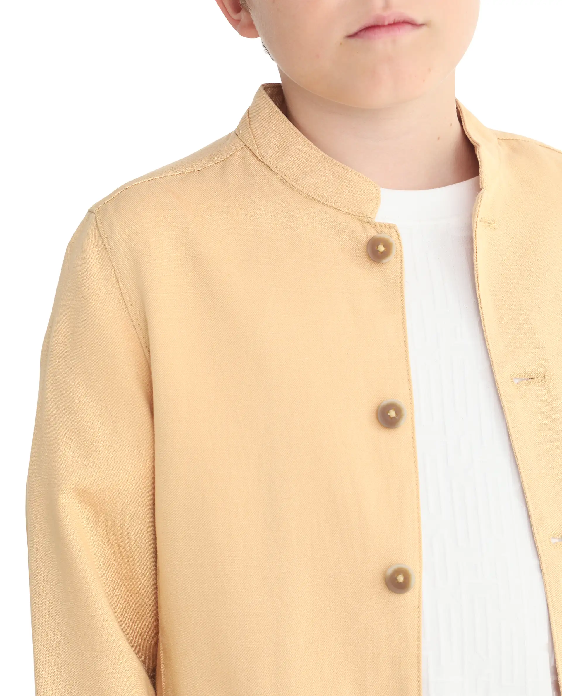 Rare Ones Kids Jensen Dusky Yellow Lyocell Blend Solid Button Closure Tailored Fit Coat - Image 4